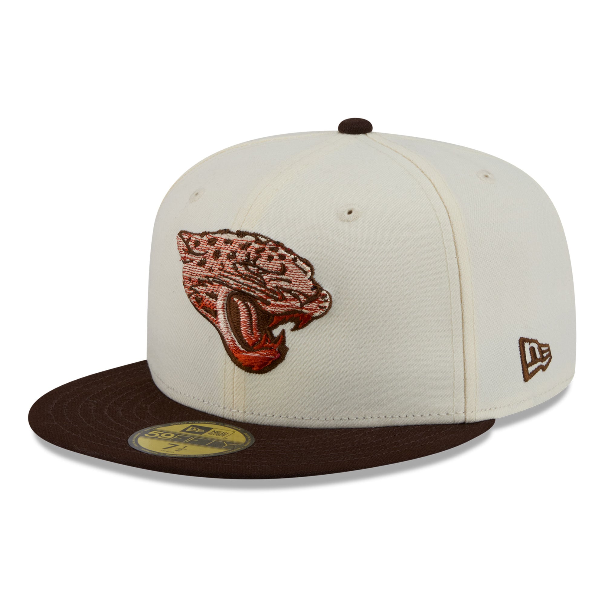 Casquette ajustée New Era 59FIFTY pour homme, couleur crème/marron, Jacksonville Jaguars, motif citrouille épicée