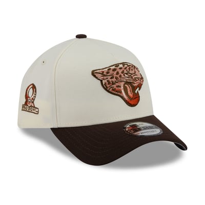 Jacksonville Jaguars New Era Pumpkin Spice A-Frame 9FORTY Adjustable Hat - Cream/Brown