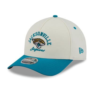 Jacksonville Jaguars New Era Arch 9FORTY A-Frame M-Crown Adjustable Hat - Cream/Teal