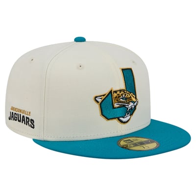 Jacksonville Jaguars New Era Deceptor 59FIFTY Fitted Hat - Cream/Teal