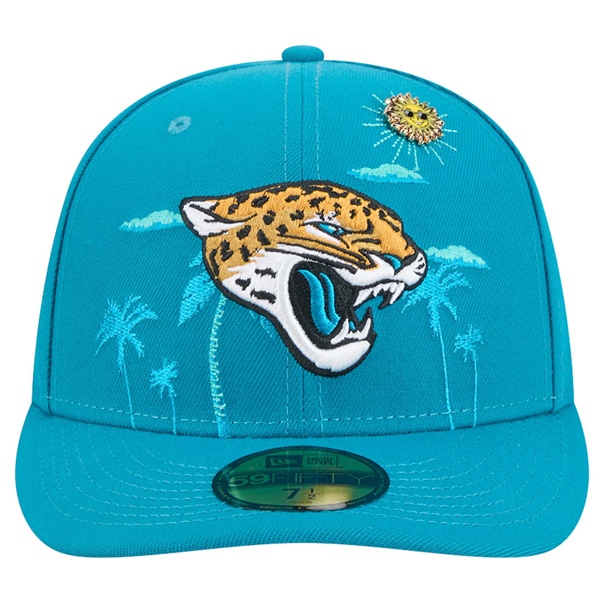 Casquette ajustée New Era 59FIFTY pour homme, couleur turquoise, avec pin 's Jacksonville Jaguars.