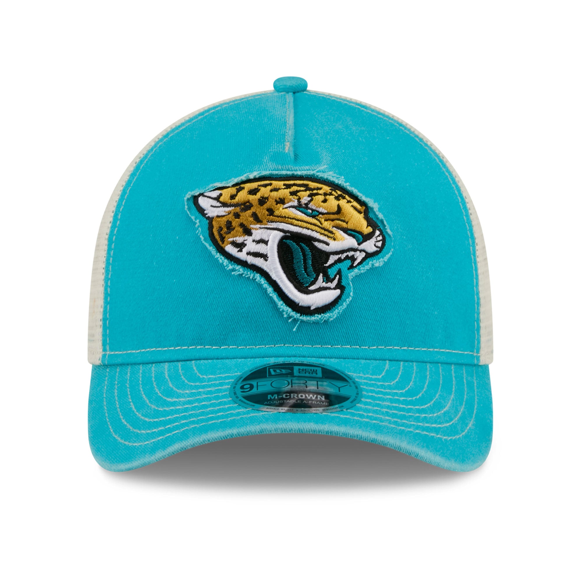 Casquette trucker ajustable New Era 9FORTY bleu sarcelle pour homme, fan des Jaguars de Jacksonville