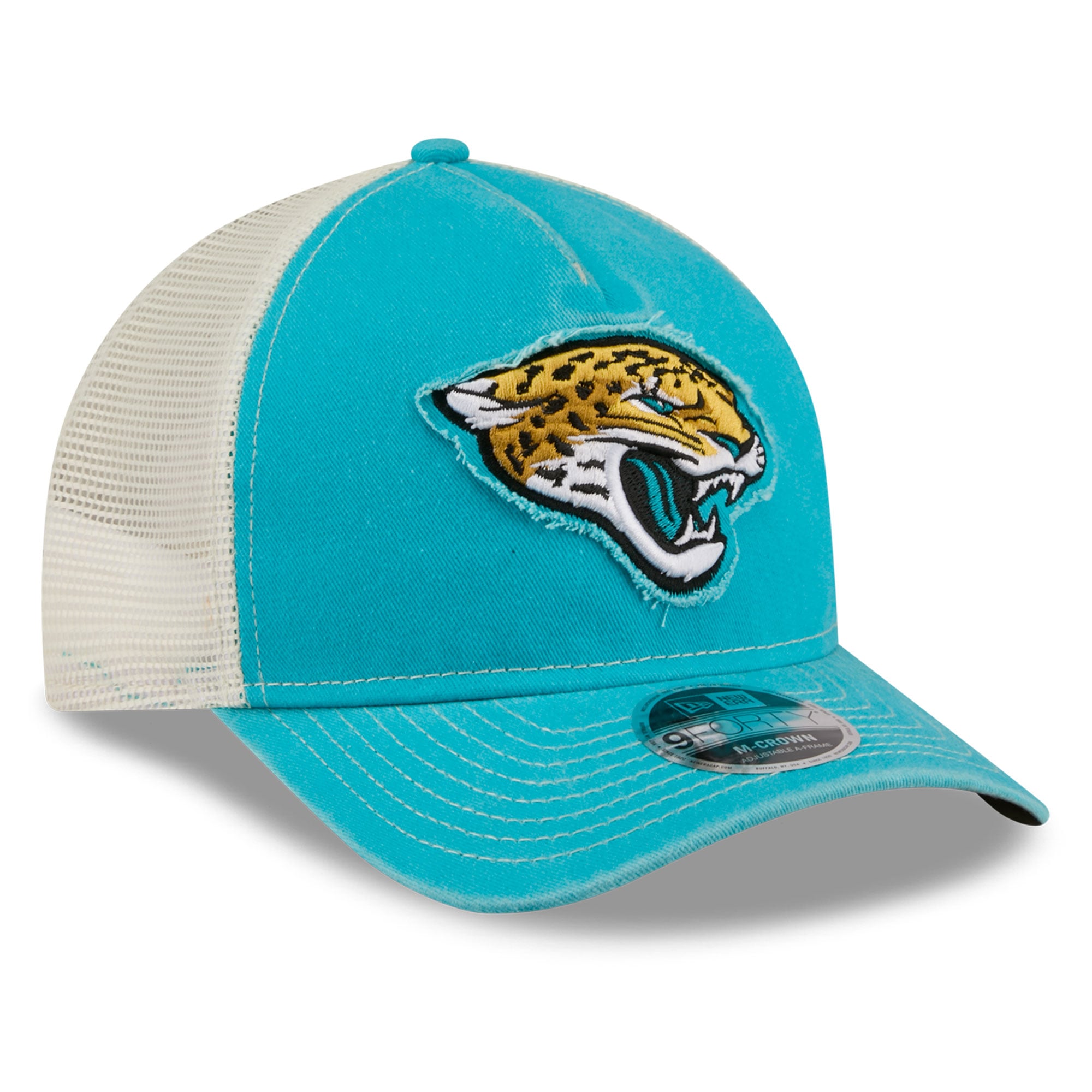 Casquette trucker ajustable New Era 9FORTY bleu sarcelle pour homme, fan des Jaguars de Jacksonville