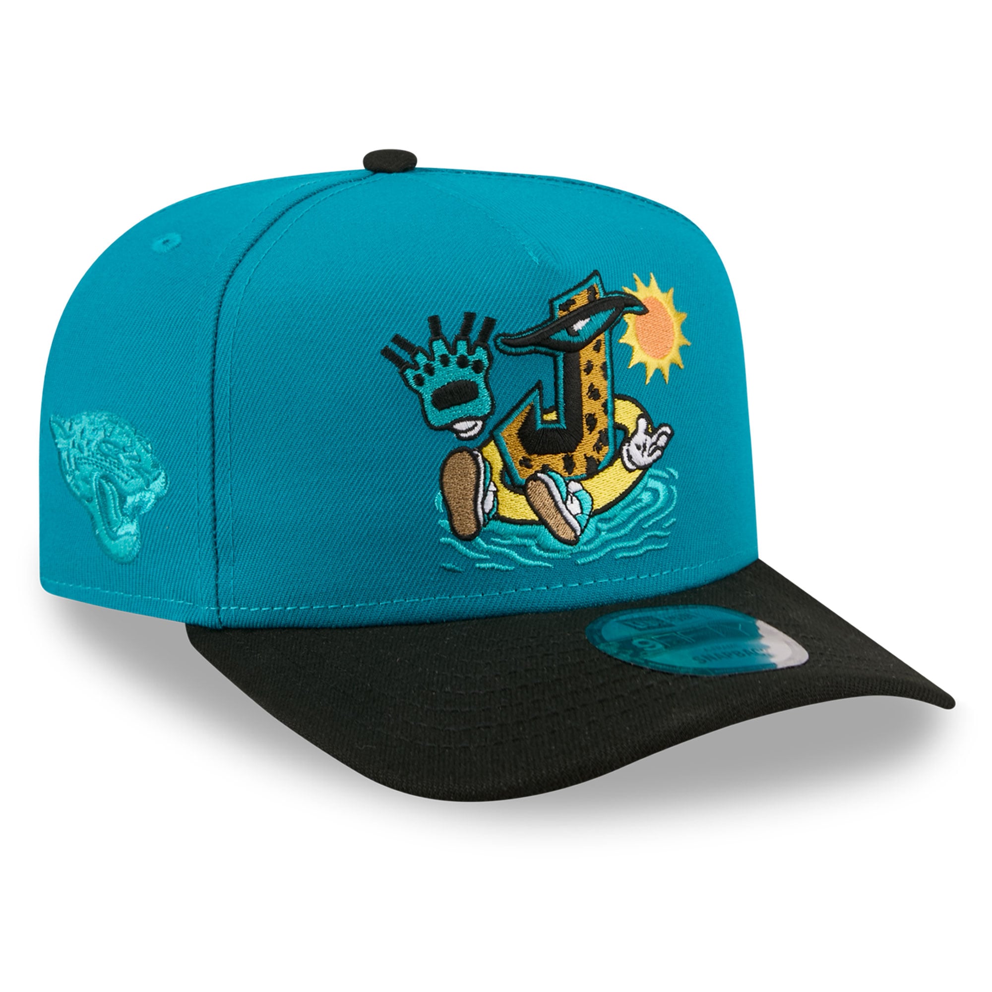 Casquette snapback New Era 9FIFTY pour homme, bleu sarcelle/noir, motif Jacksonville Jaguars.