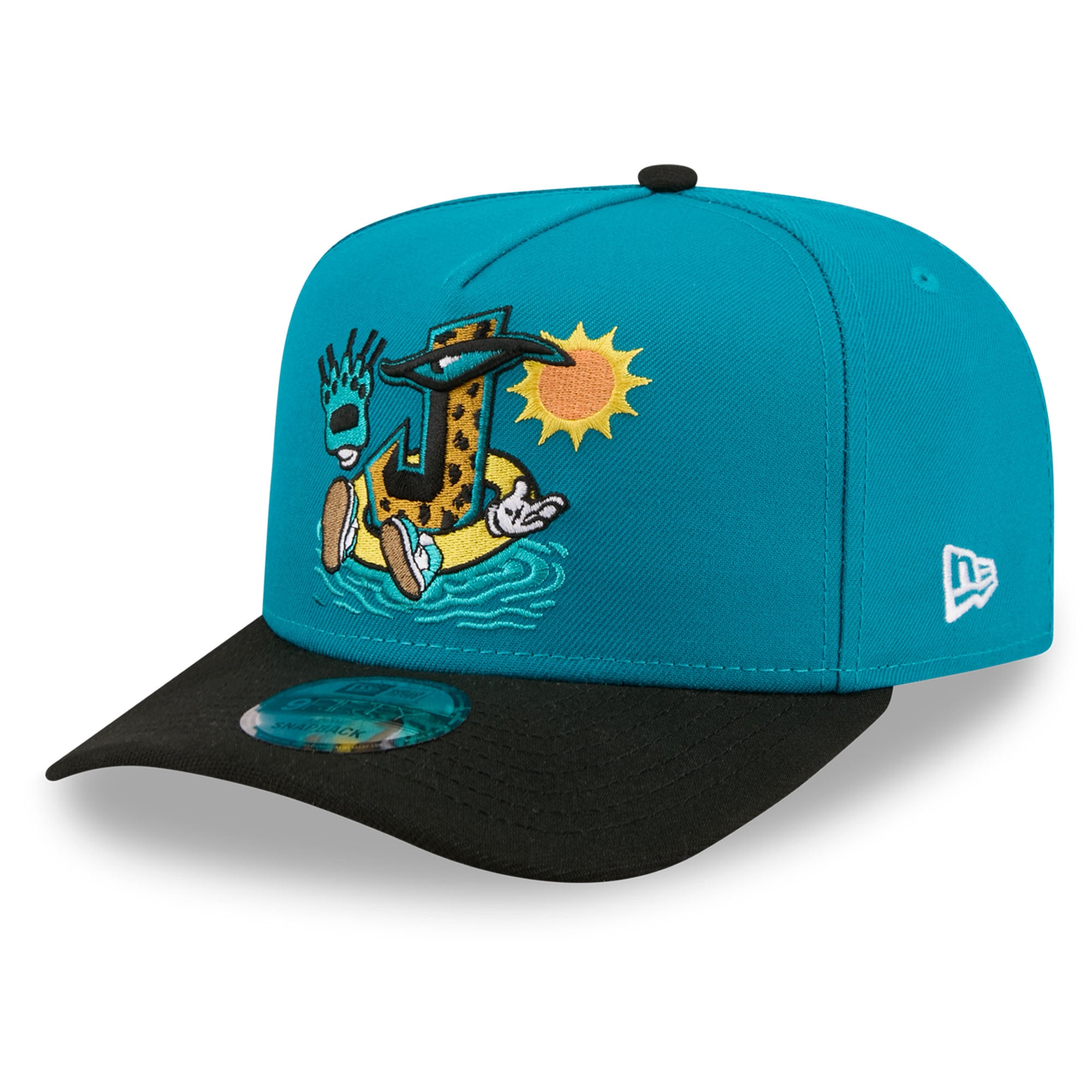 Casquette snapback New Era 9FIFTY pour homme, bleu sarcelle/noir, motif Jacksonville Jaguars.