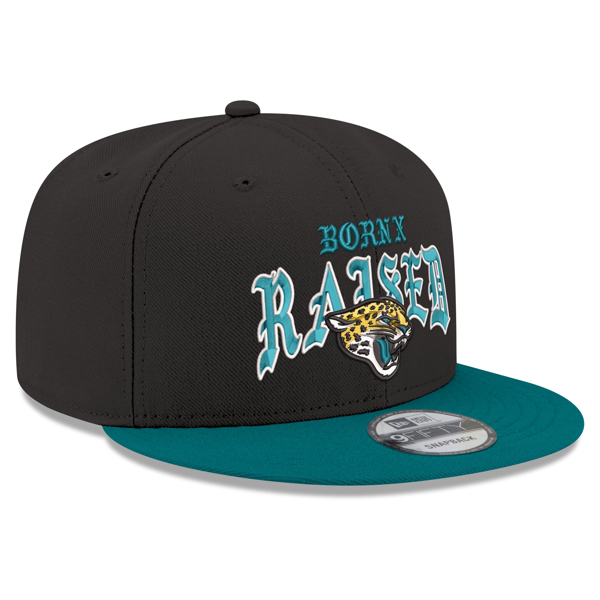 Casquette snapback New Era x Born x Raised noire/turquoise Jacksonville Jaguars 9FIFTY pour homme