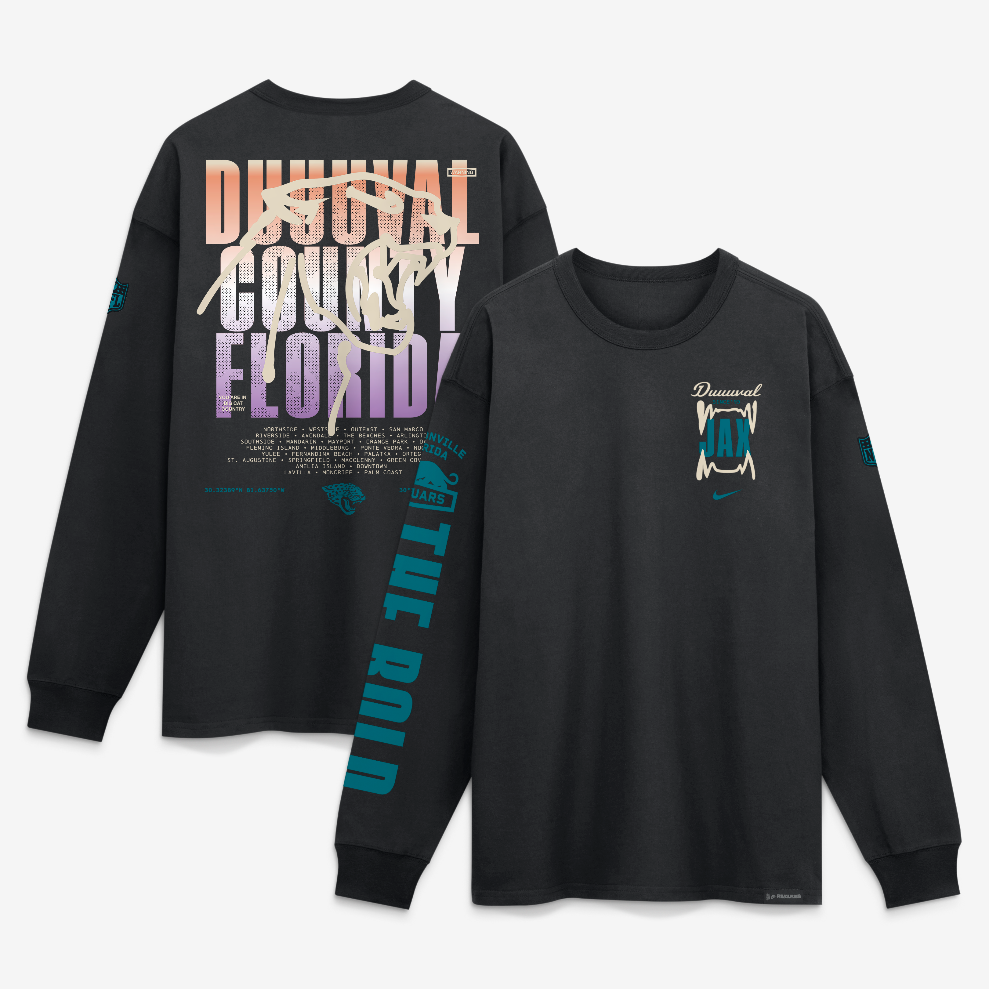 T-shirt à manches longues Nike Max90 noir Jacksonville Jaguars Collection 2026 Rivalries pour homme