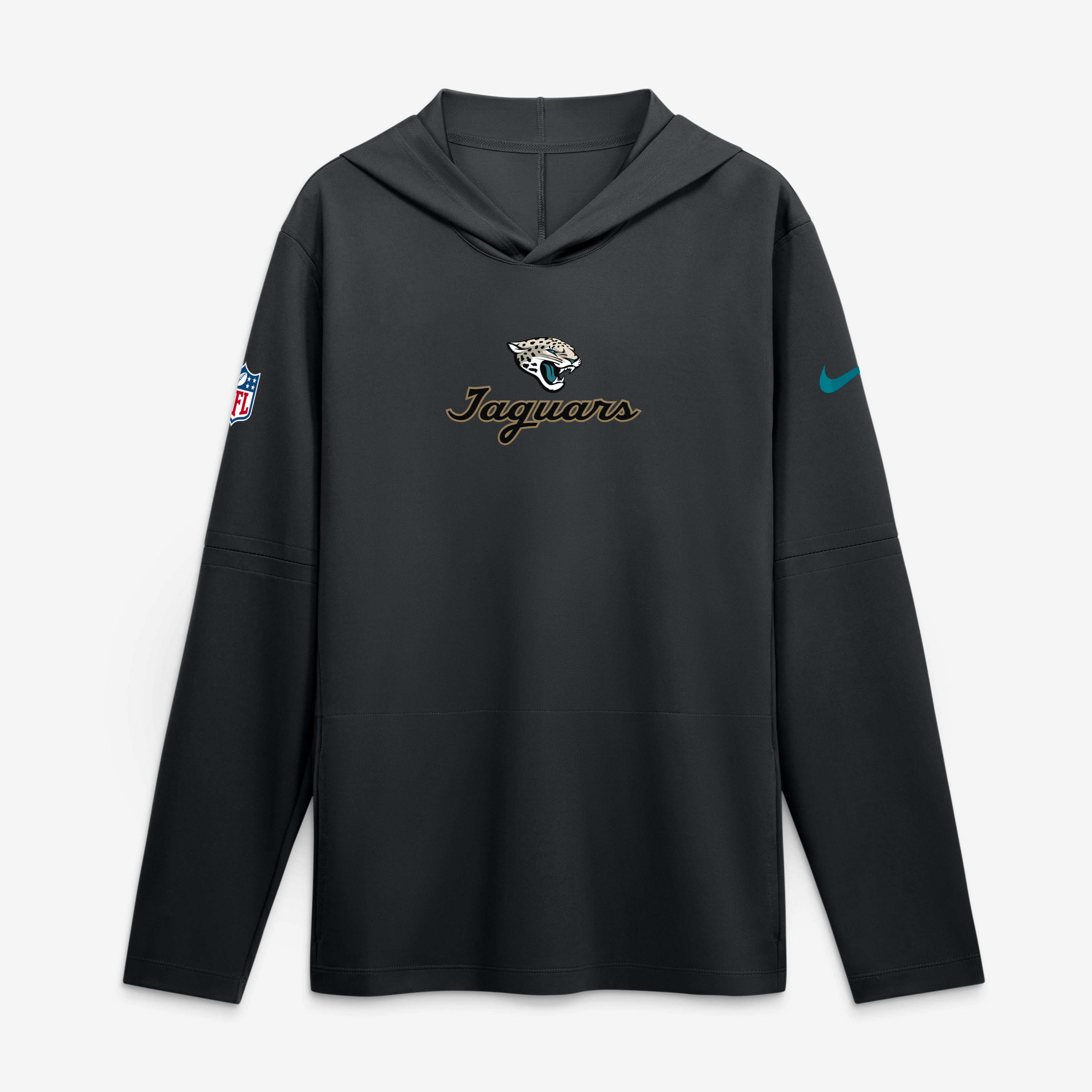 Men's Nike Black Jacksonville Jaguars 2026 Rivalries Collection Sideline Lightweight Hooded Long Sleeve Top
