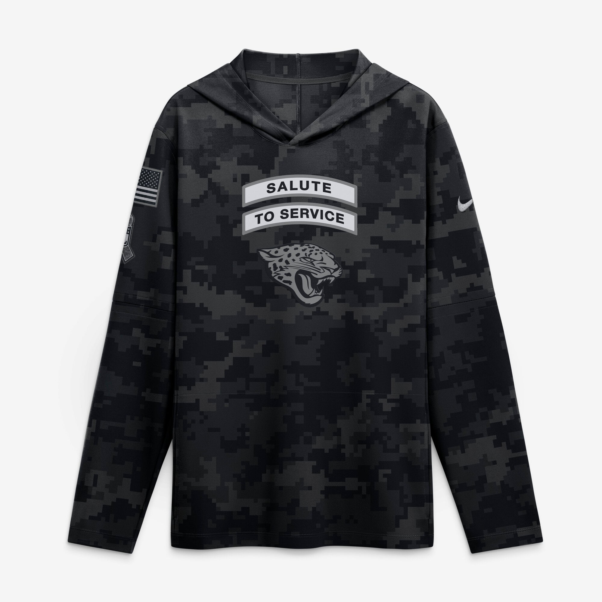 Haut à capuche léger Dri-FIT manches longues Nike pour homme, Jacksonville Jaguars, collection 2026 Salute to Service, noir.