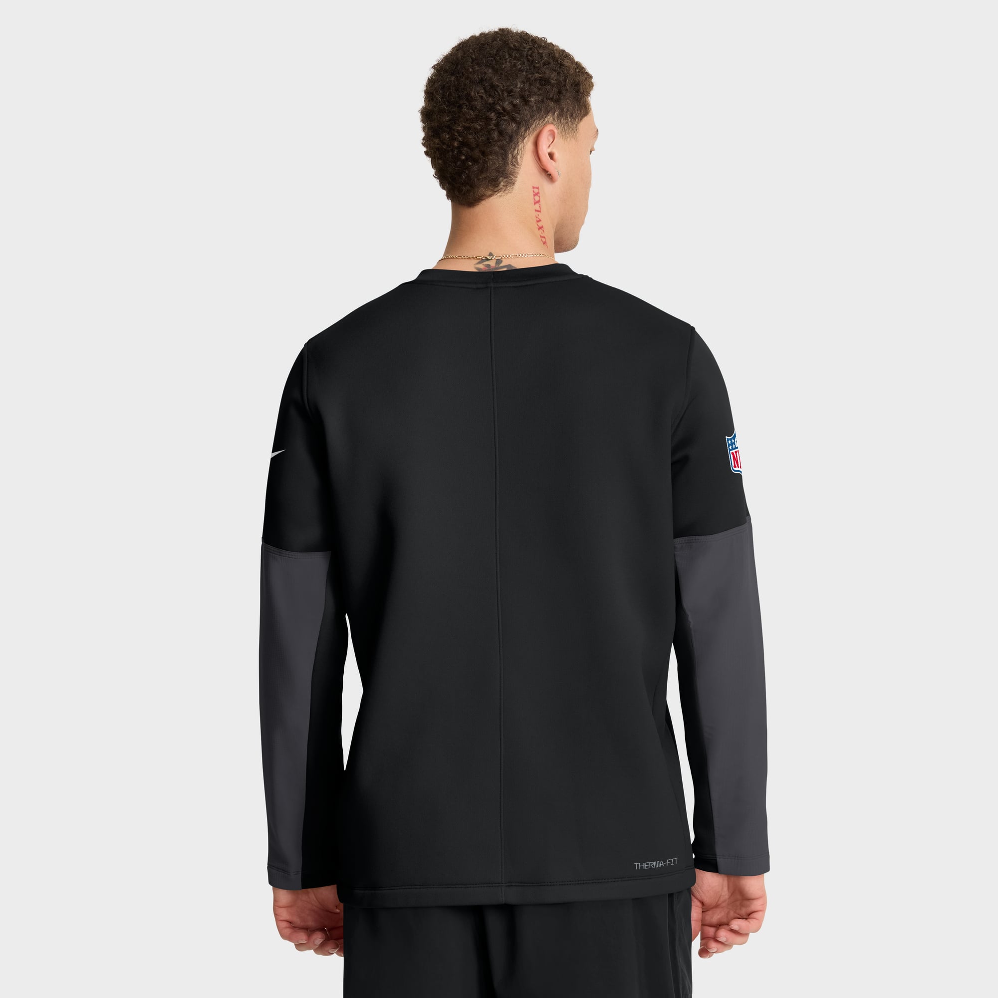 Men's Nike Black Jacksonville Jaguars Sideline Coaches Midweight Therma-FIT Crew Pullover