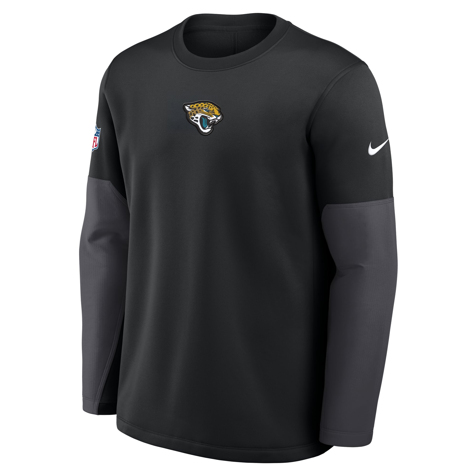 Men's Nike Black Jacksonville Jaguars Sideline Coaches Midweight Therma-FIT Crew Pullover