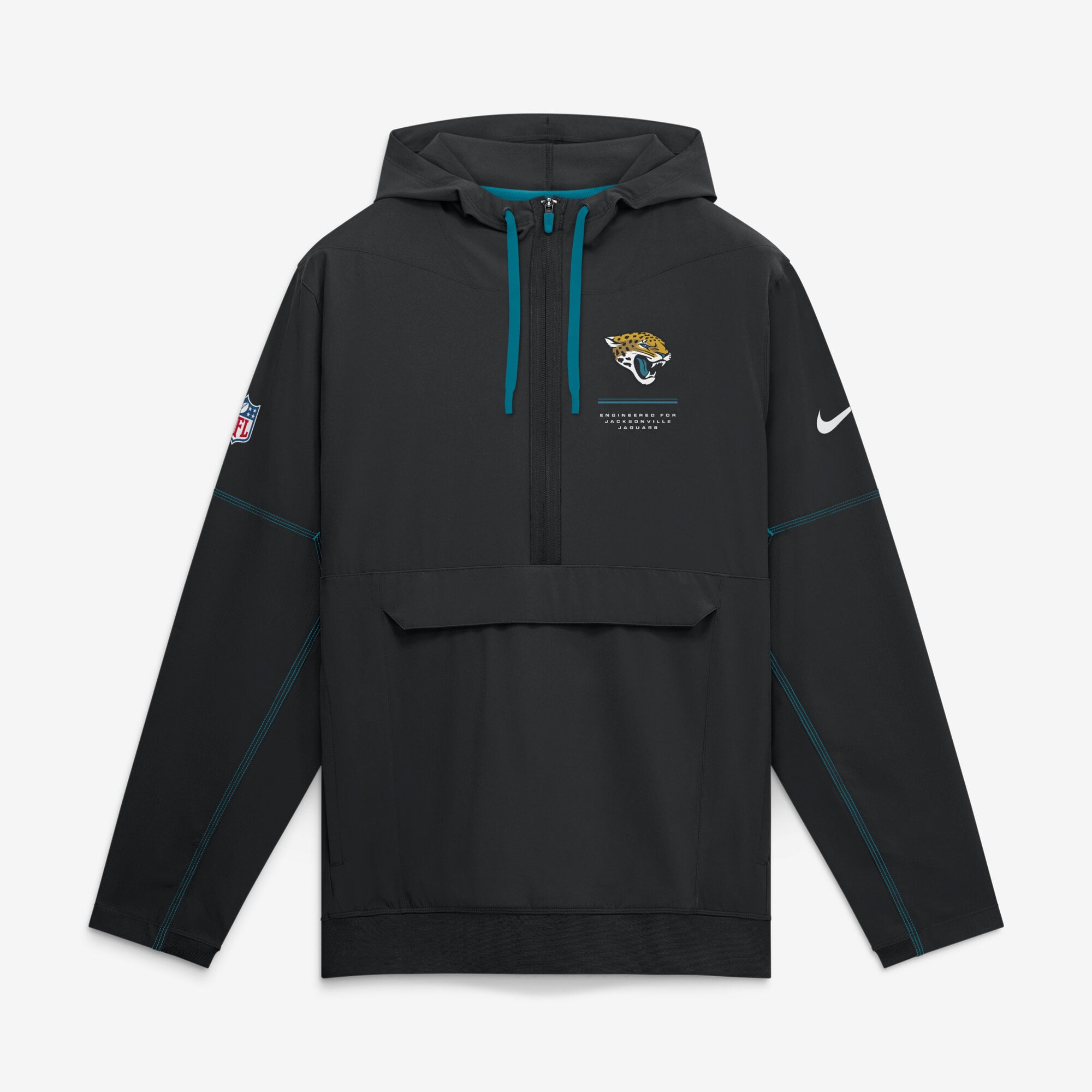 Veste anorak à demi-zip et capuche Nike pour homme, Logo Jacksonville Jaguars noir, style Sideline Glory