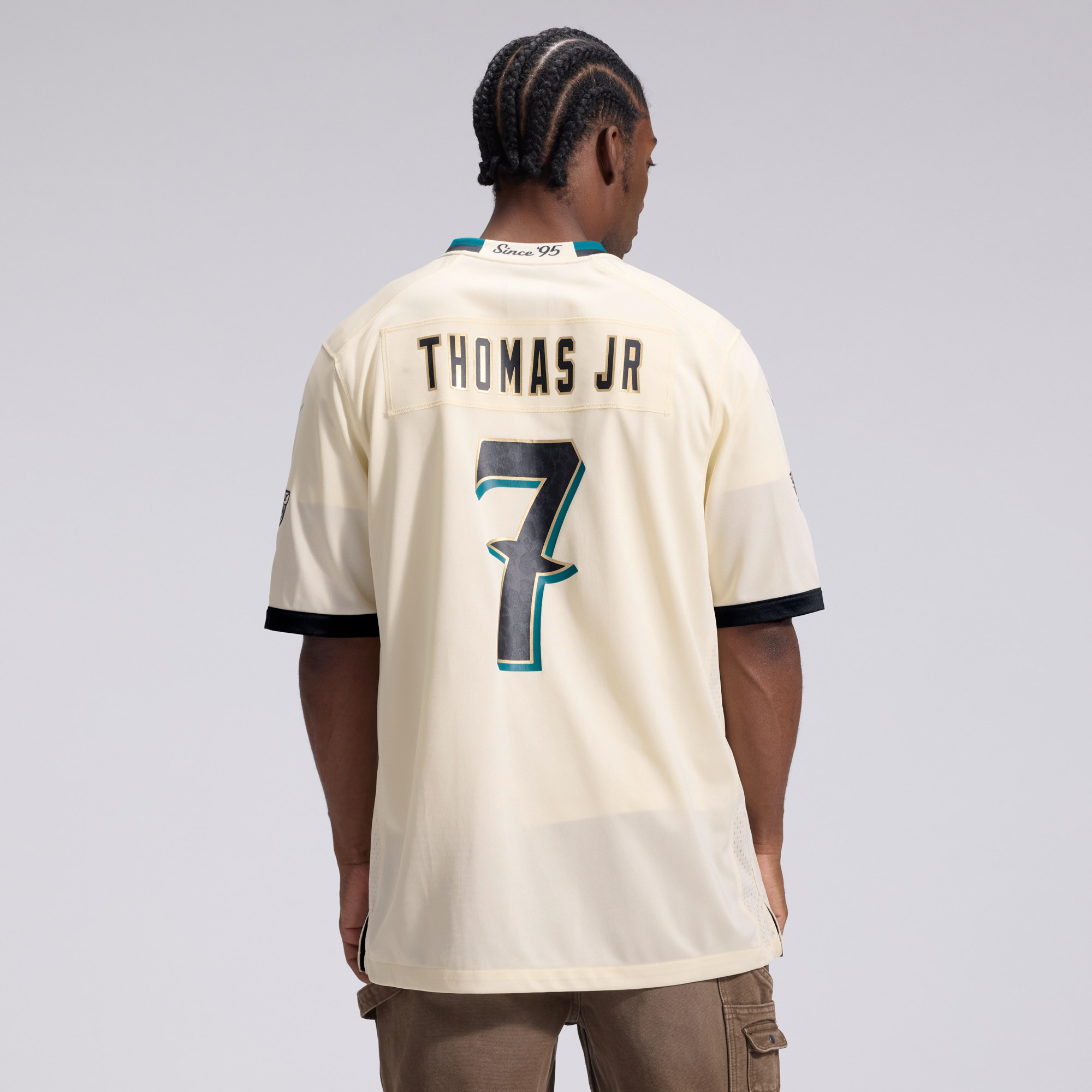 Men's Nike Brian Thomas Jr. Natural Jacksonville Jaguars 2026 Rivalries Collection Game Jersey