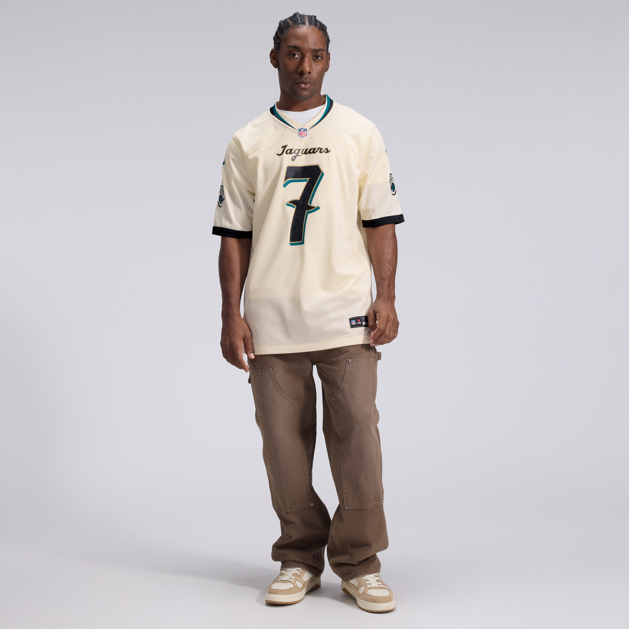 Men's Nike Brian Thomas Jr. Natural Jacksonville Jaguars 2026 Rivalries Collection Game Jersey