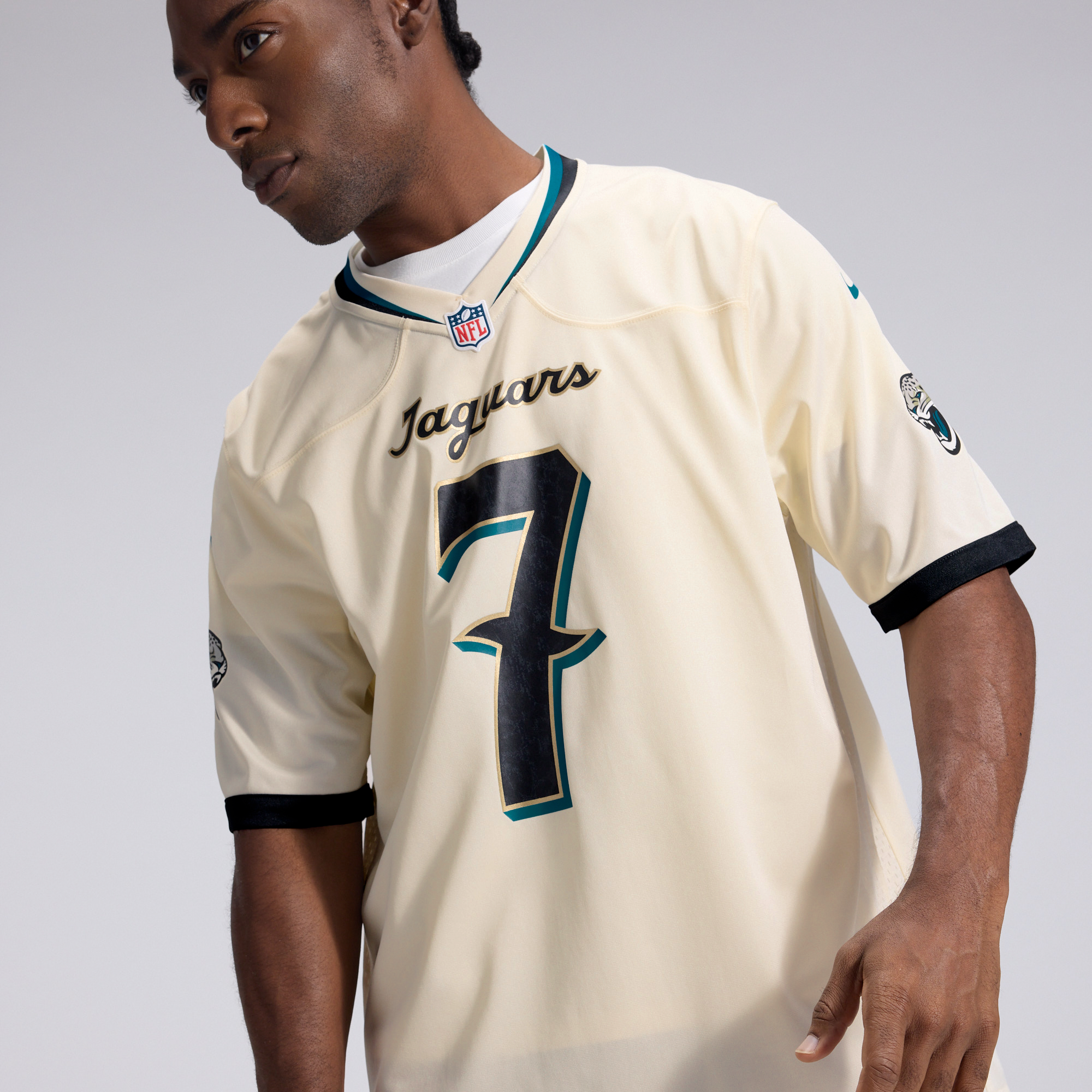 Men's Nike Brian Thomas Jr. Natural Jacksonville Jaguars 2026 Rivalries Collection Game Jersey