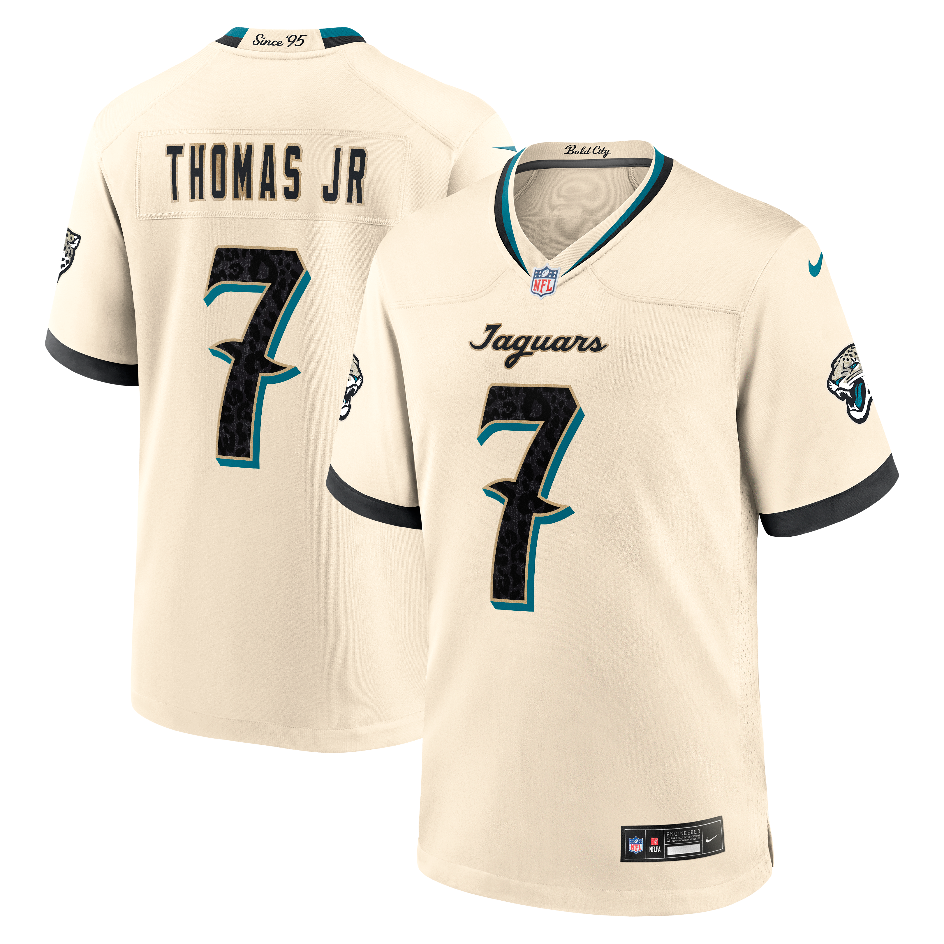 Men's Nike Brian Thomas Jr. Natural Jacksonville Jaguars 2026 Rivalries Collection Game Jersey