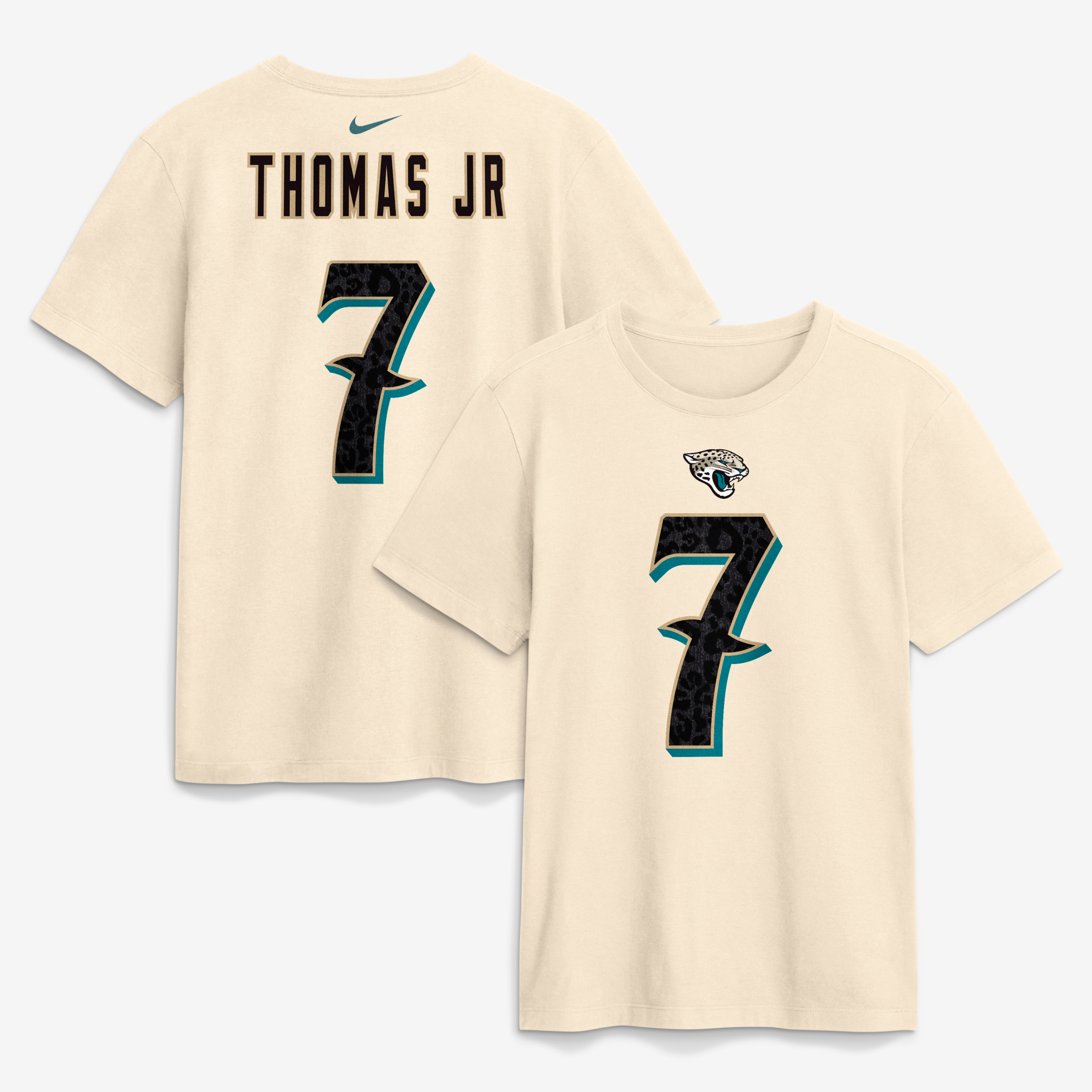 Men's Nike Brian Thomas Jr. Natural Jacksonville Jaguars 2026 Rivalries Collection Player Name & Number T-Shirt