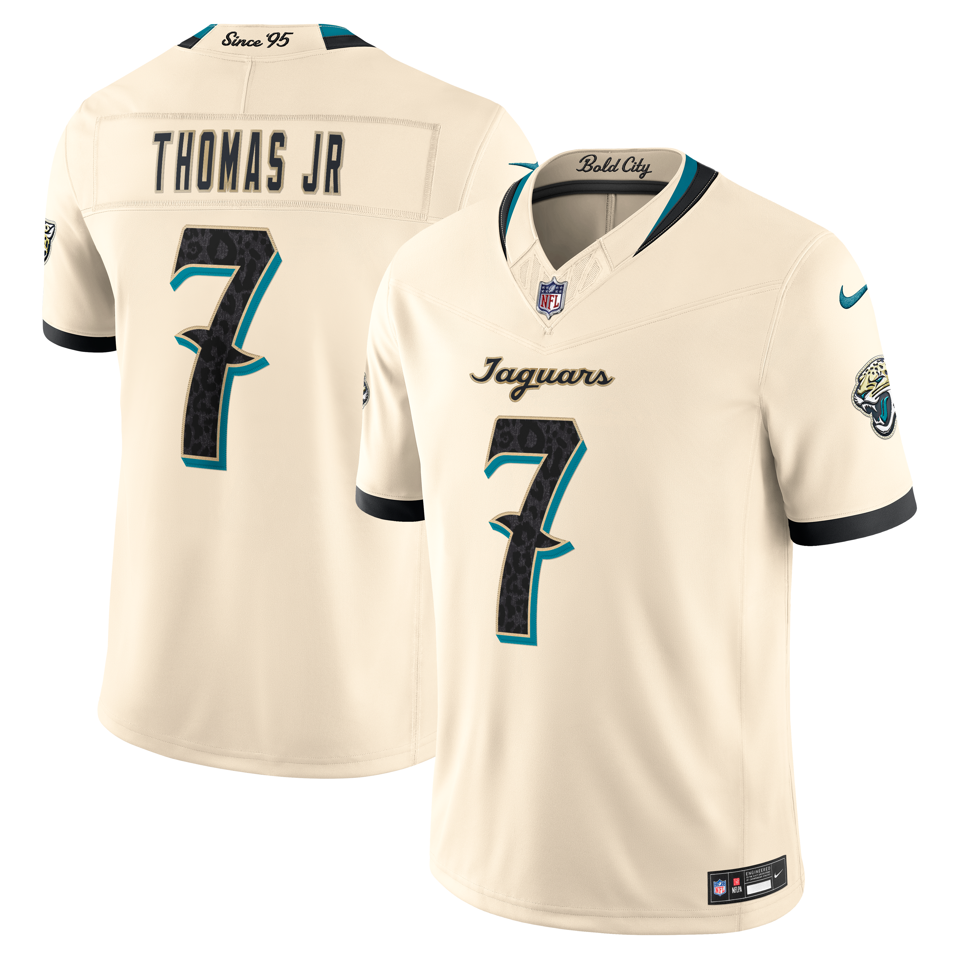 Men's Nike Brian Thomas Jr. Natural Jacksonville Jaguars 2026 Rivalries Collection Stitched Limited Jersey
