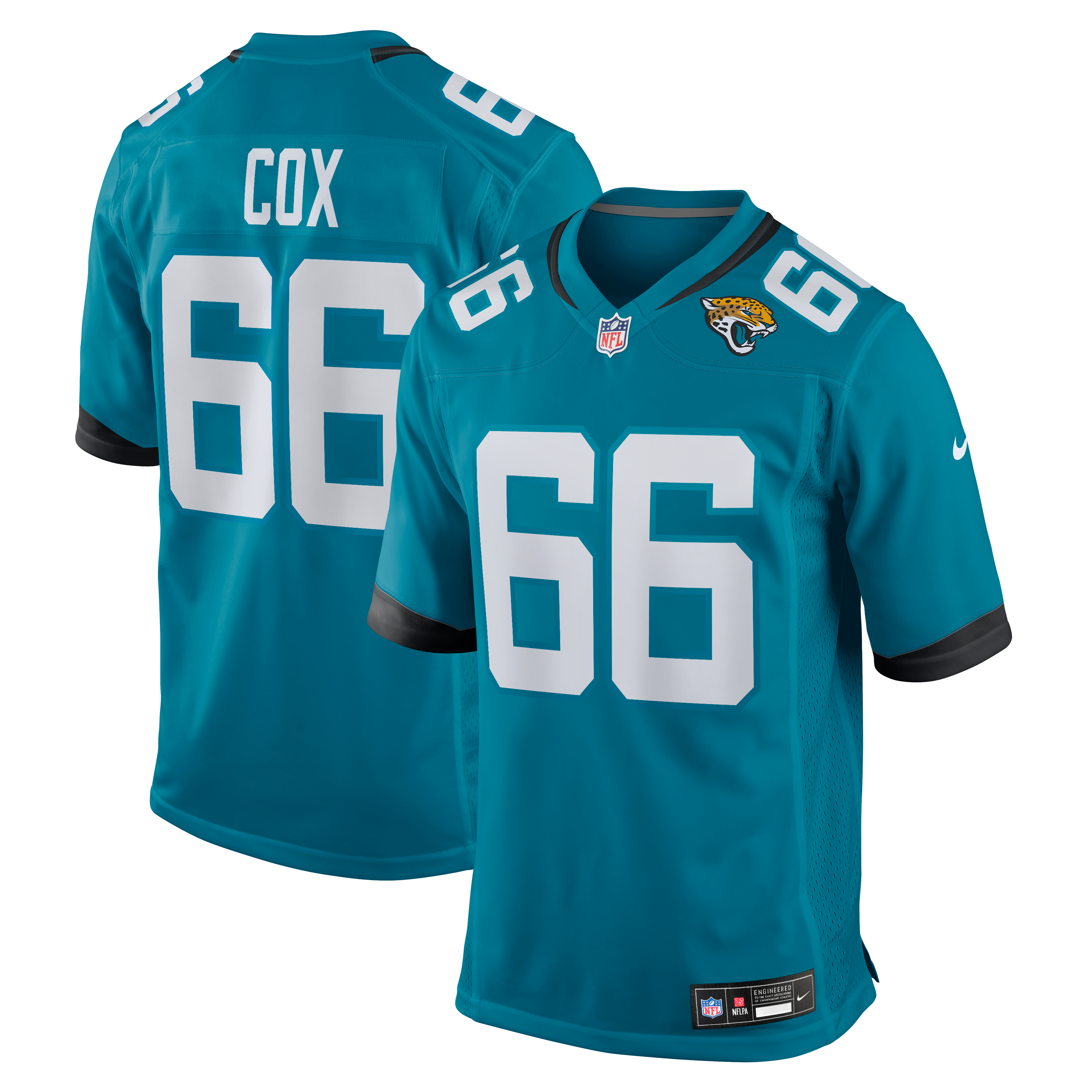 Maillot de match Nike Eli Cox bleu sarcelle des Jaguars Jacksonville pour homme