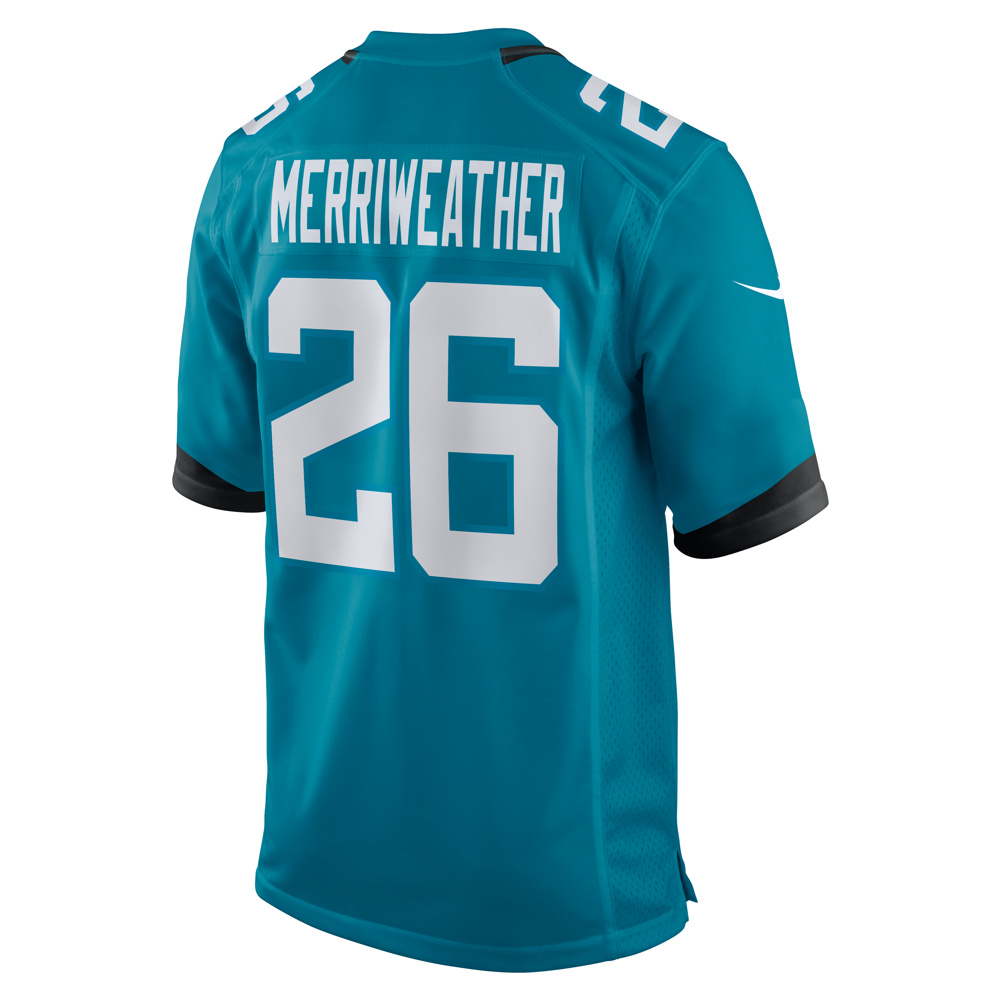 Maillot de match Nike Kaevon Merriweather bleu sarcelle des Jaguars Jacksonville pour homme