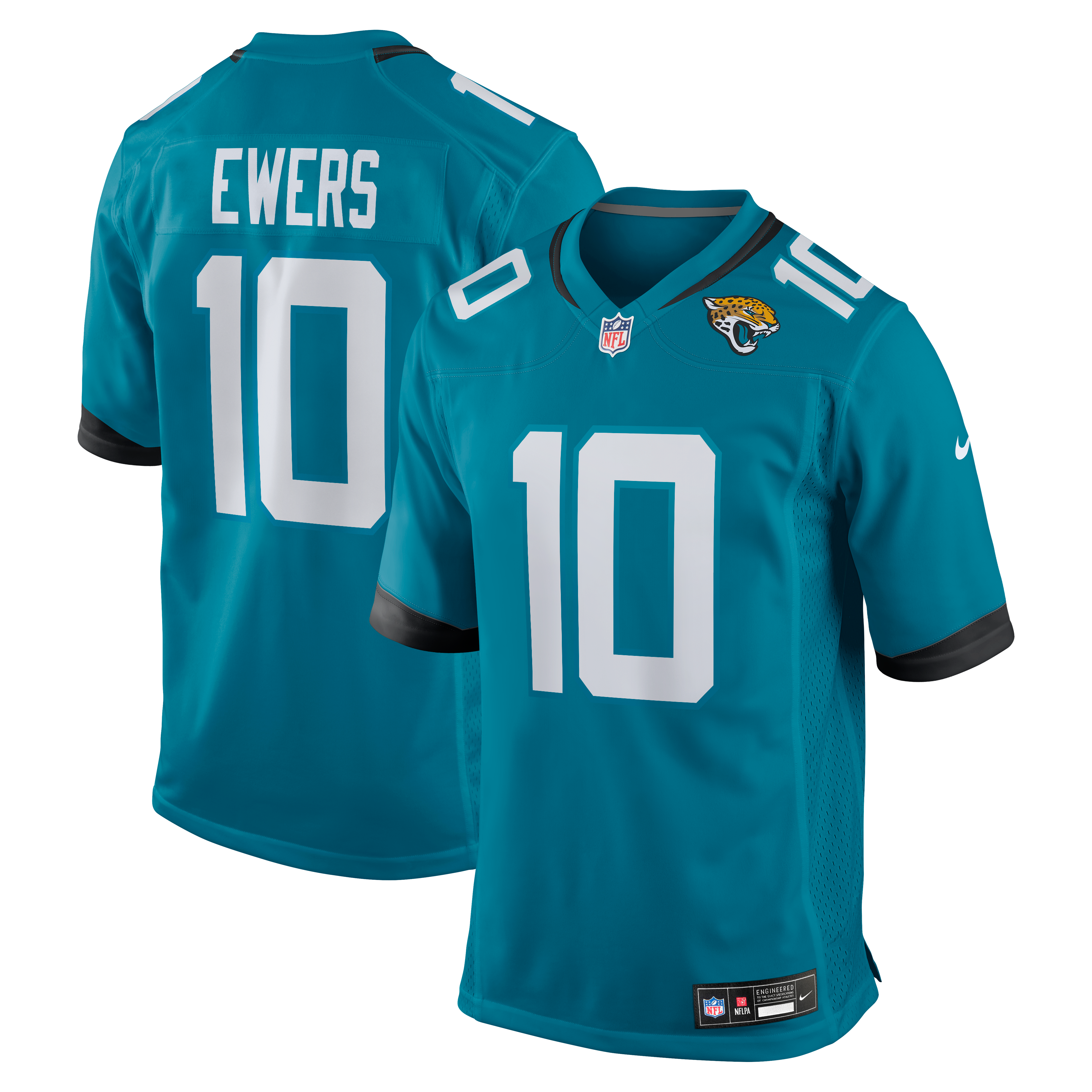 Maillot de match Nike Quinn Ewers bleu sarcelle des Jaguars Jacksonville pour homme