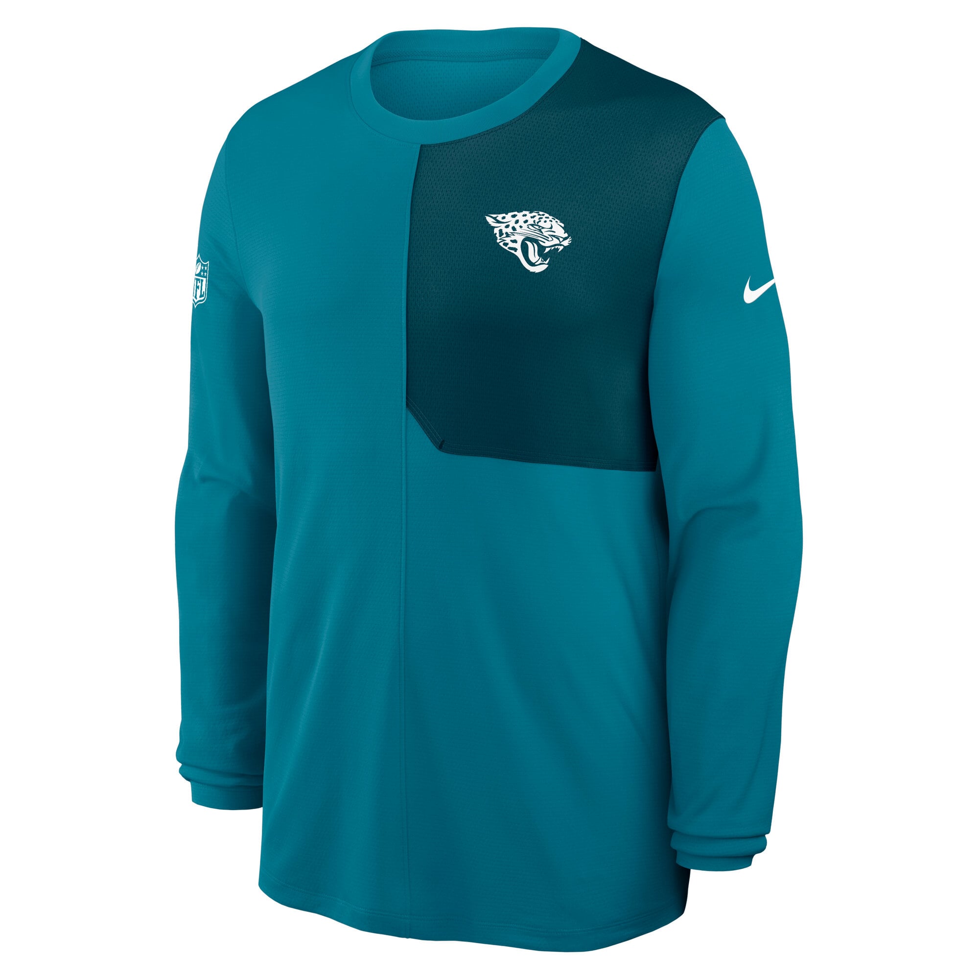 T-shirt à manches longues Nike Dri-FIT bleu sarcelle Jacksonville Jaguars Sideline Coach pour homme