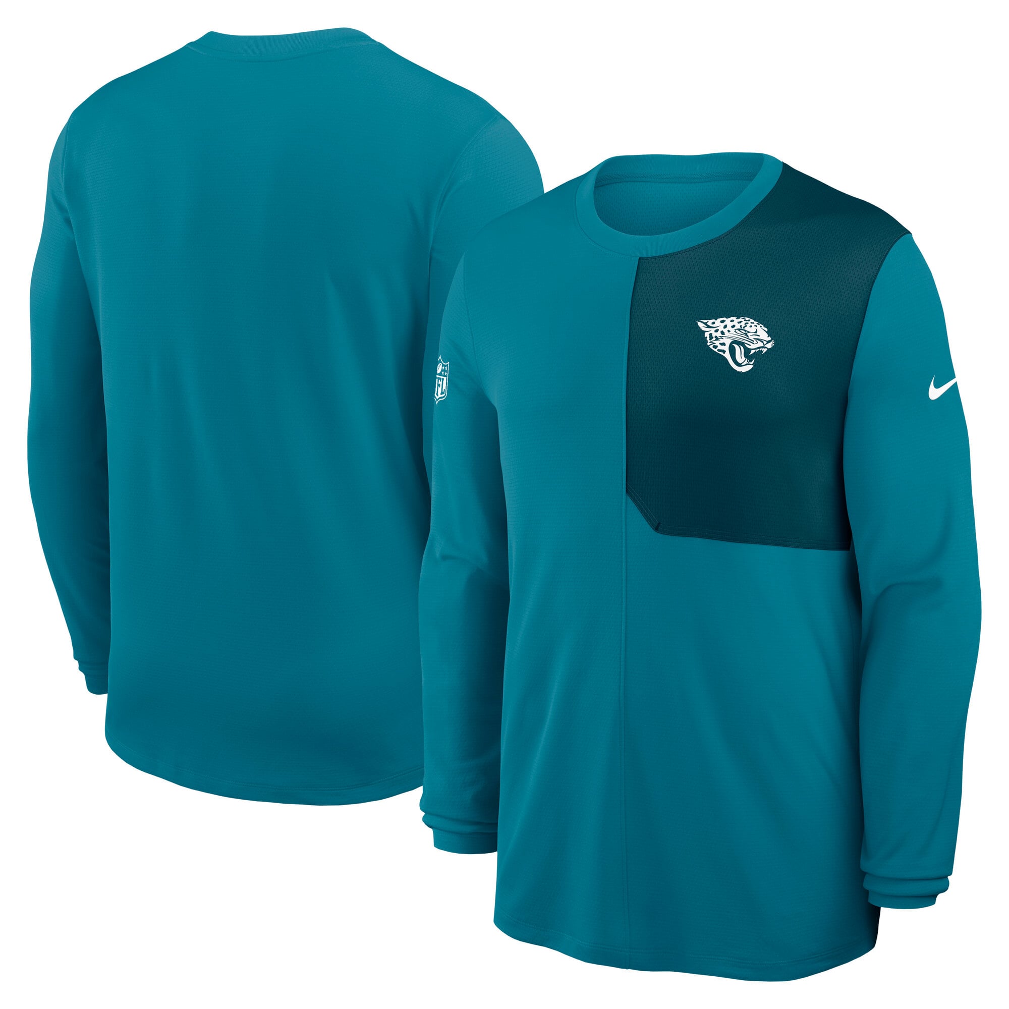 T-shirt à manches longues Nike Dri-FIT bleu sarcelle Jacksonville Jaguars Sideline Coach pour homme