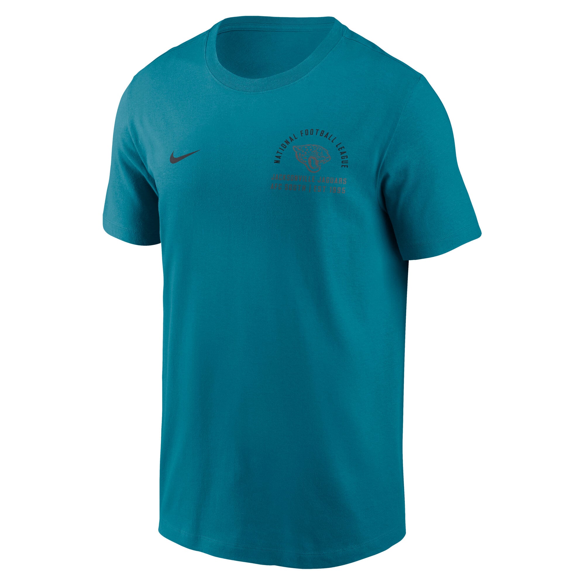 T-shirt Nike pour homme, couleur turquoise, logo divisé des Jaguars de Jacksonville