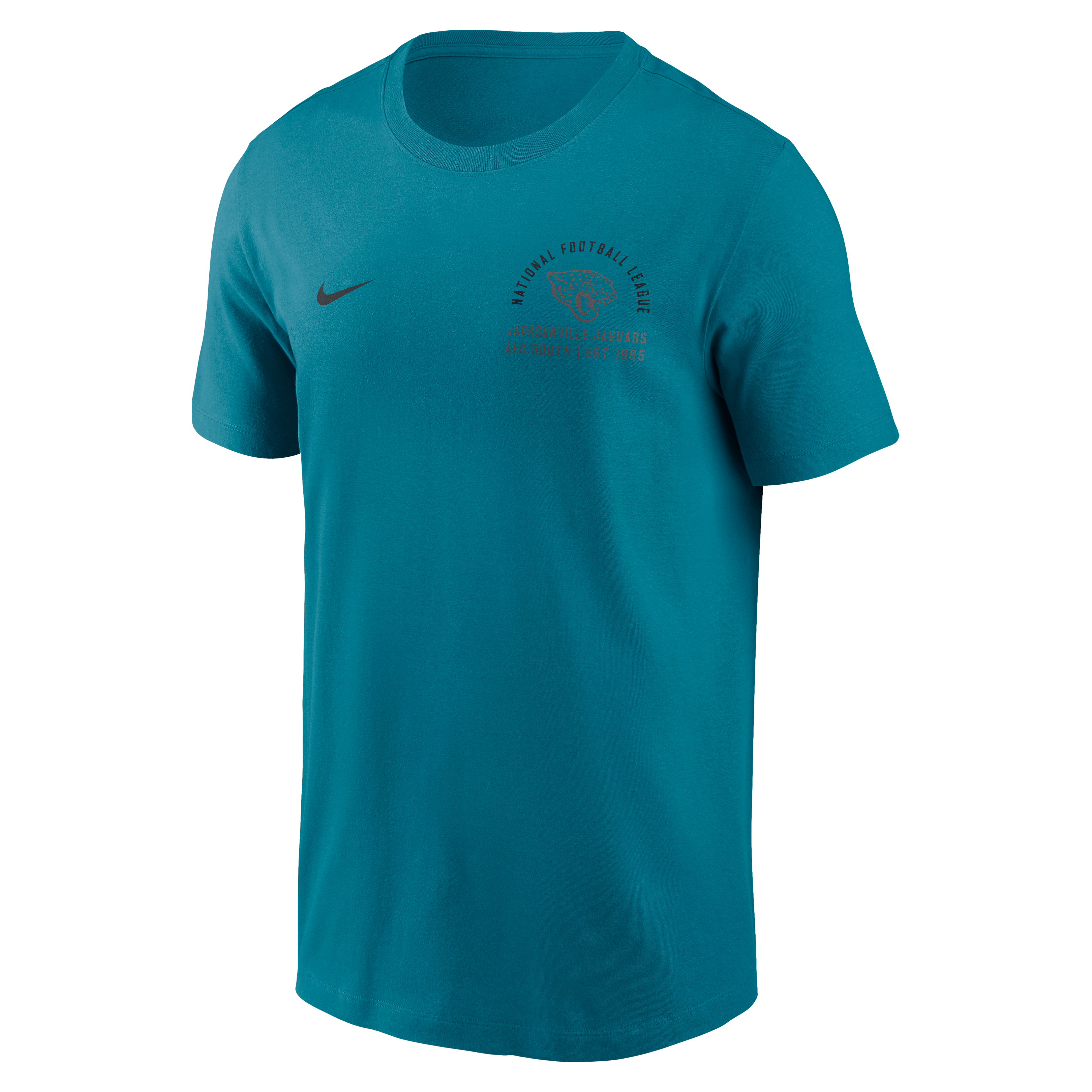 T-shirt Nike pour homme, couleur turquoise, logo divisé des Jaguars de Jacksonville