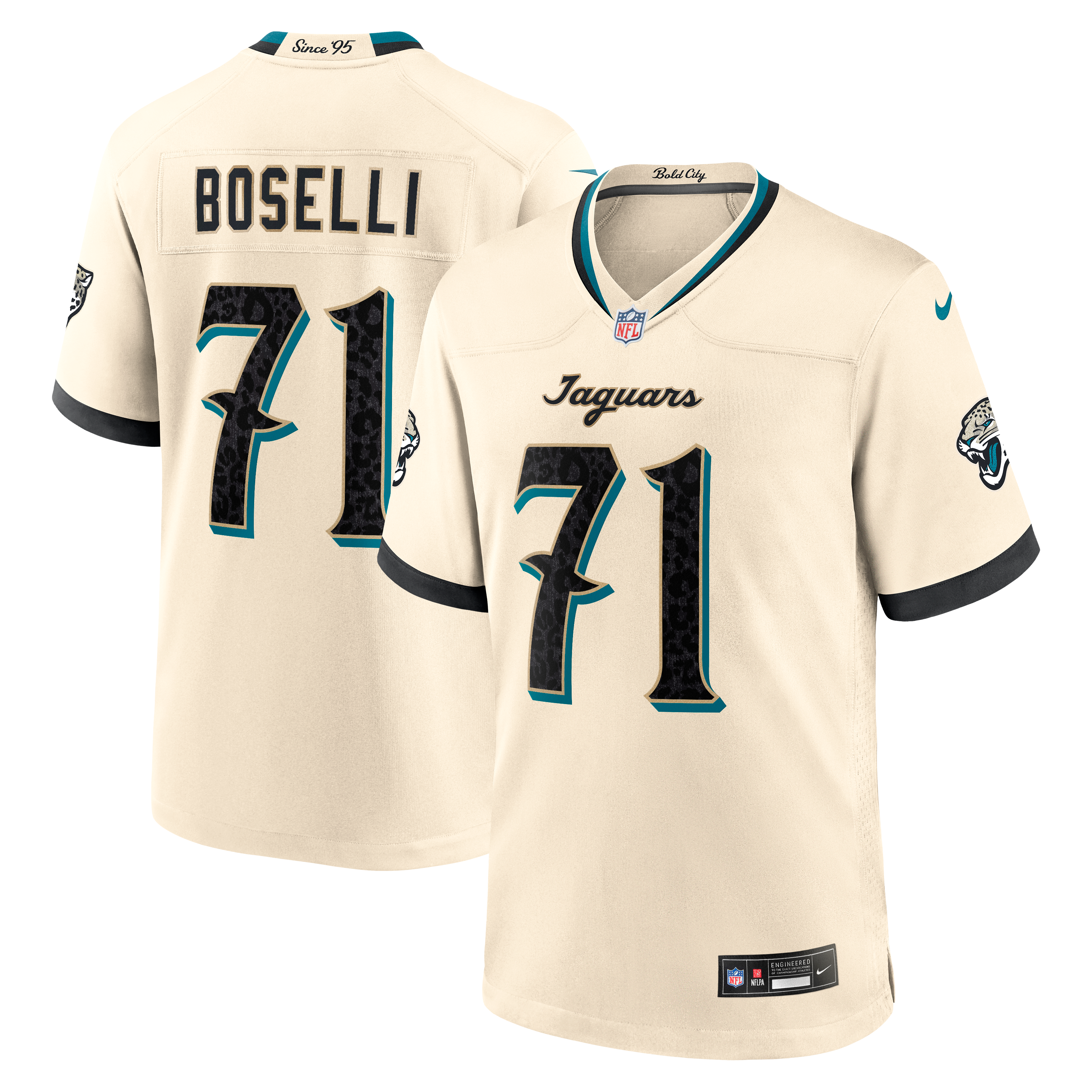 Men's Nike Tony Boselli Natural Jacksonville Jaguars 2026 Rivalries Collection Game Jersey