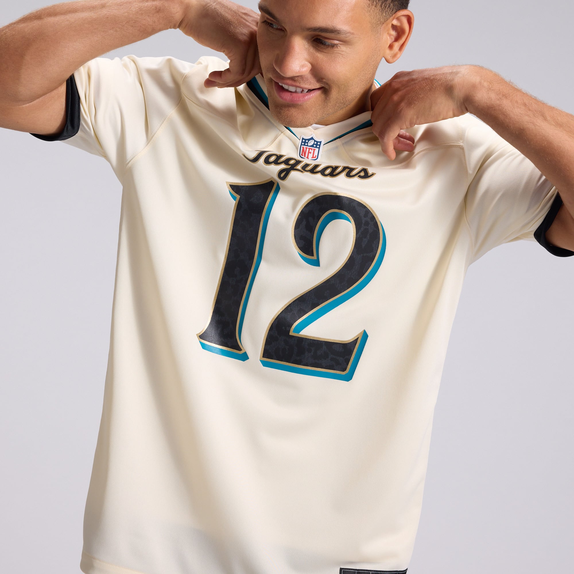 Men's Nike Travis Hunter Natural Jacksonville Jaguars 2026 Rivalries Collection Game Jersey