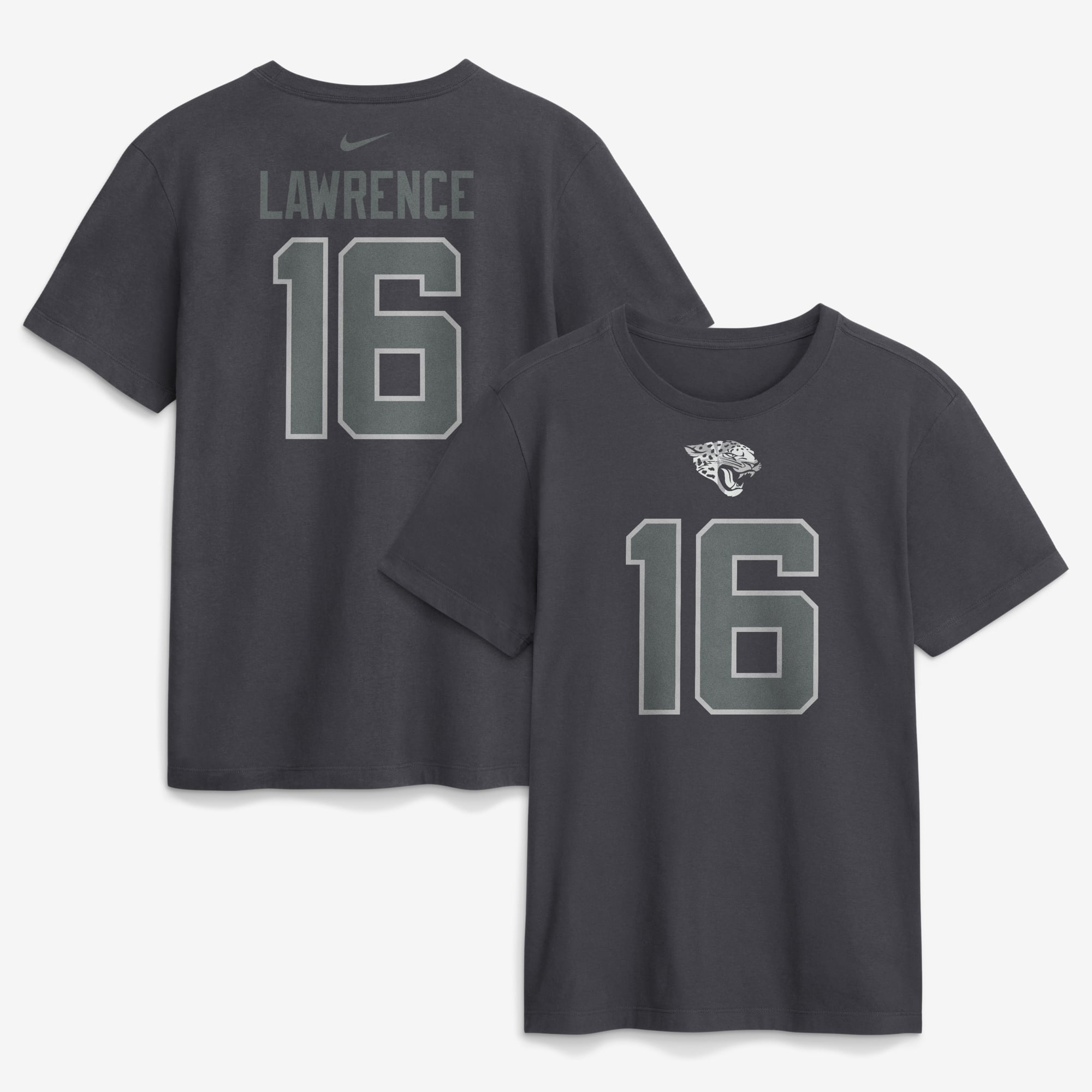 T-shirt Nike Trevor Lawrence anthracite Jacksonville Jaguars pour homme, avec nom et numéro