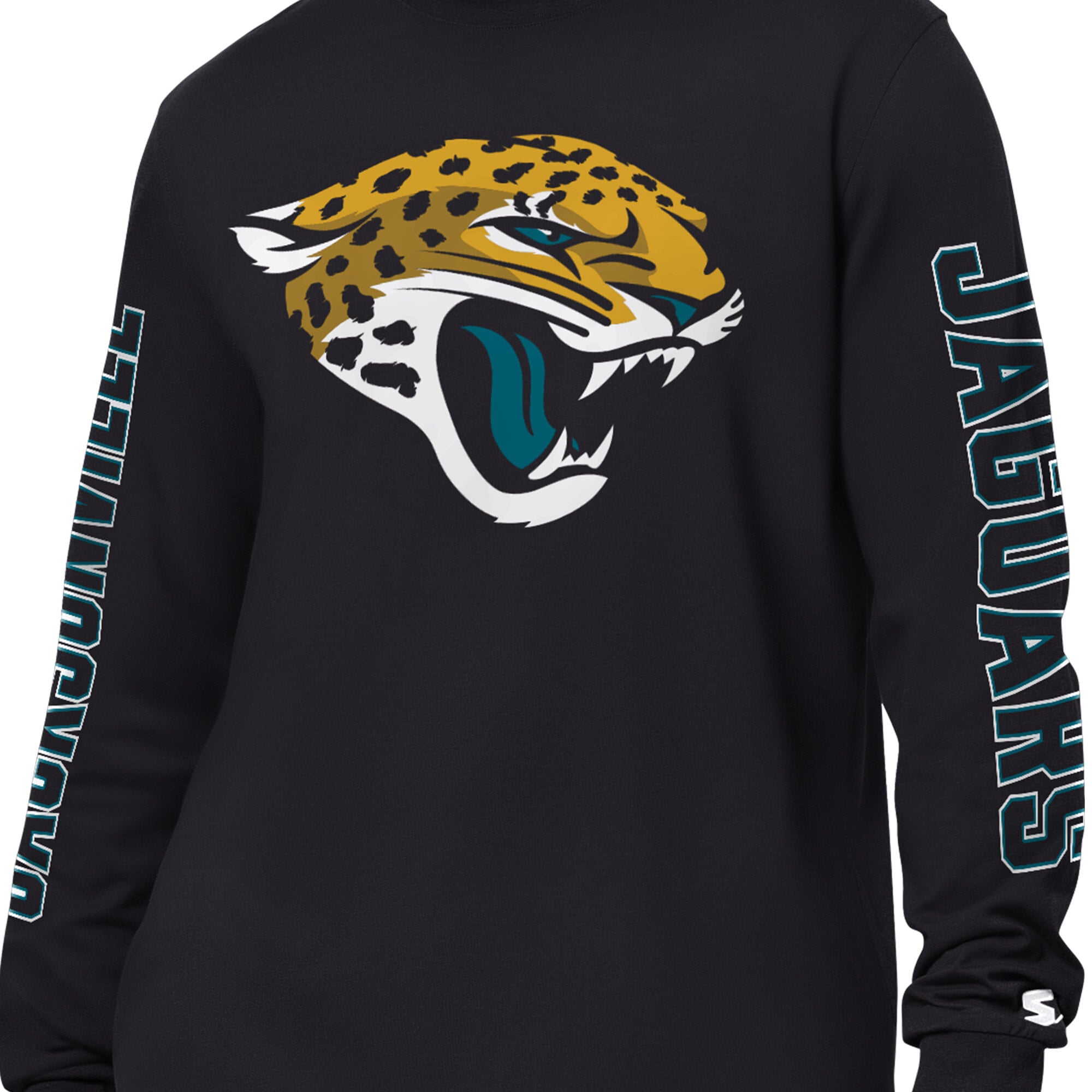 Men's Starter Black Jacksonville Jaguars Clutch Hit II Long-Sleeve T-Shirt