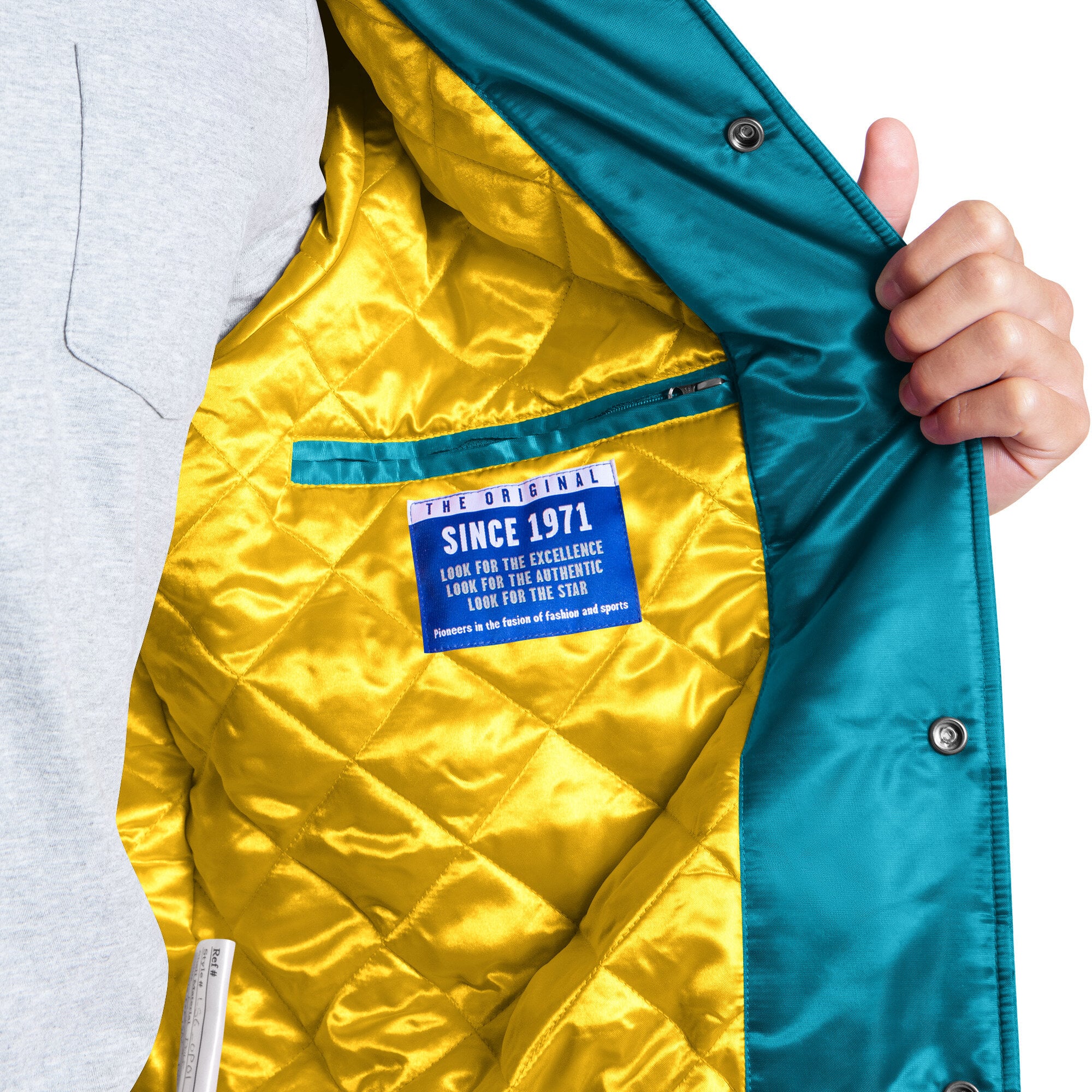 Veste universitaire rétro à boutons-pression Starter pour homme, couleur turquoise, logo des Jaguars de Jacksonville.