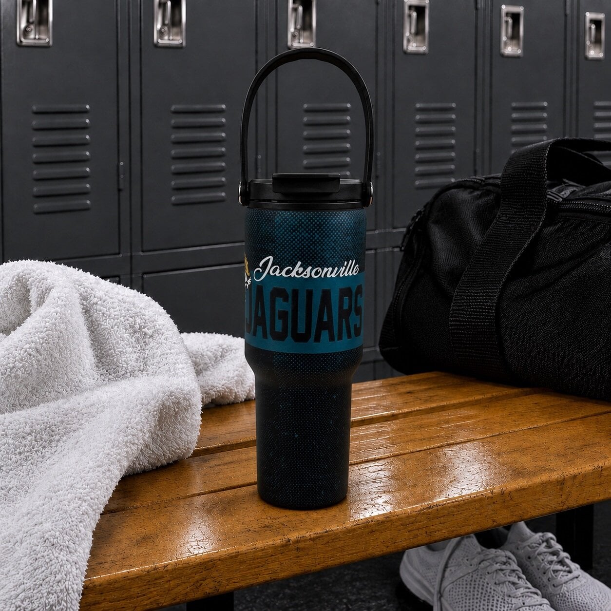 Gourde Pegasus Jacksonville Jaguars de 710 ml (24 oz) en acier inoxydable à dégradé moucheté et double bouchon