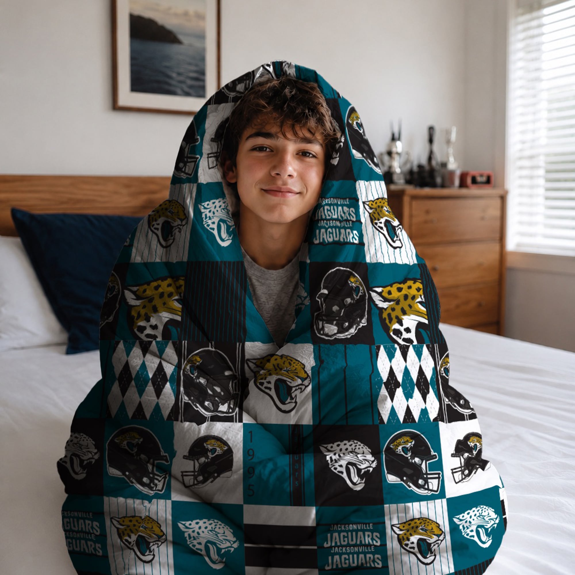 Pegasus Jacksonville Jaguars Patchwork Plaid Two-Piece Twin/Twin XL Bed in a Bag Set
