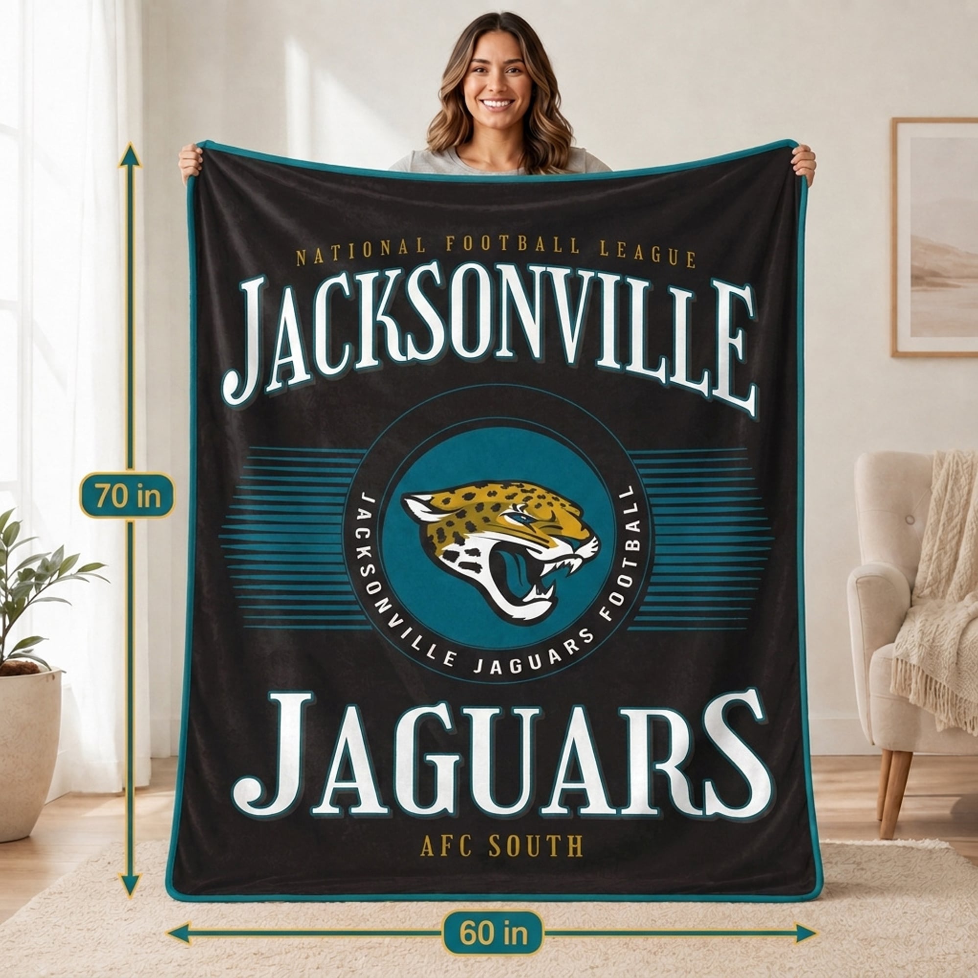 Pegasus Jacksonville Jaguars Spotlight Arch 60" x 70" Ultra Soft Throw Blanket