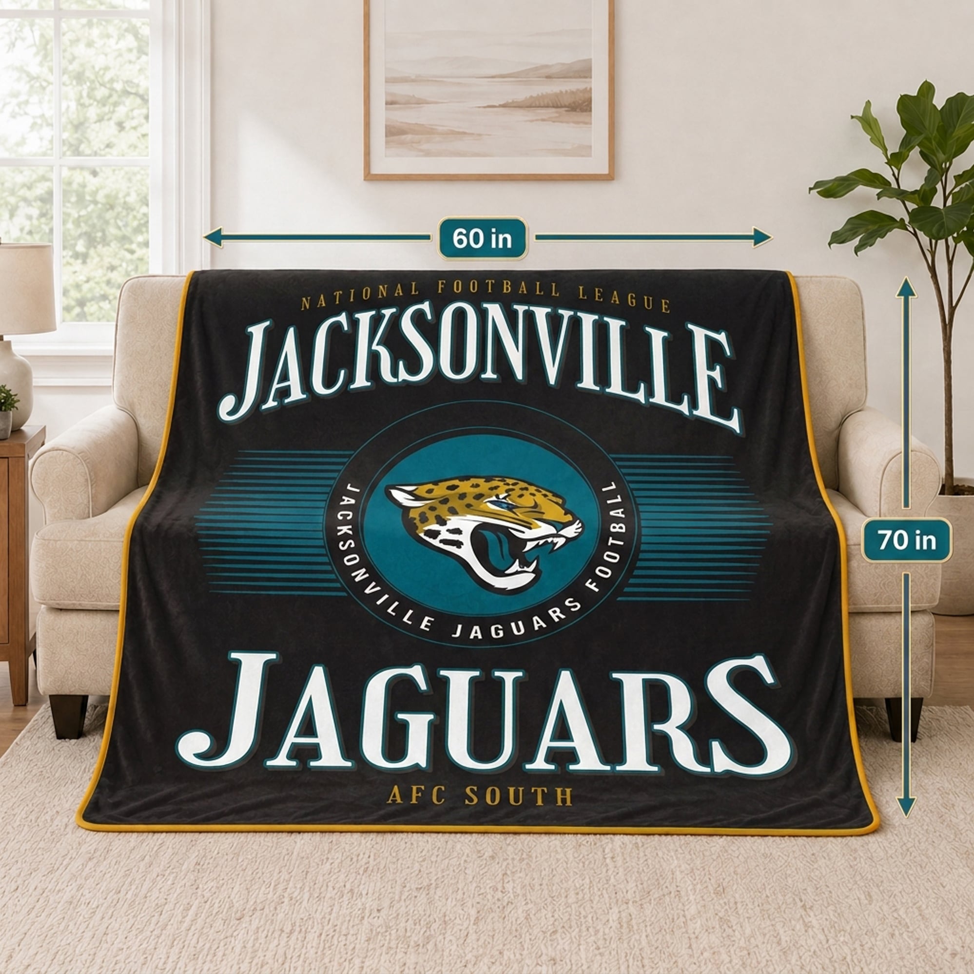Pegasus Jacksonville Jaguars Spotlight Arch 60" x 70" Ultra Soft Throw Blanket