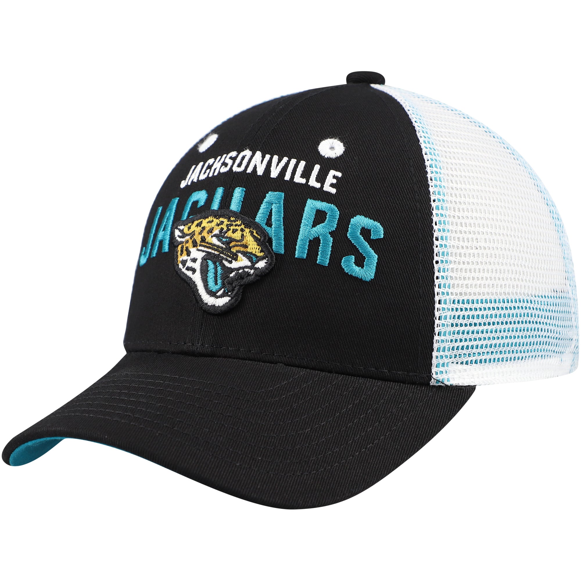 Casquette trucker ajustable Jacksonville Jaguars Core Lockup noire et blanche pour enfants d'âge préscolaire