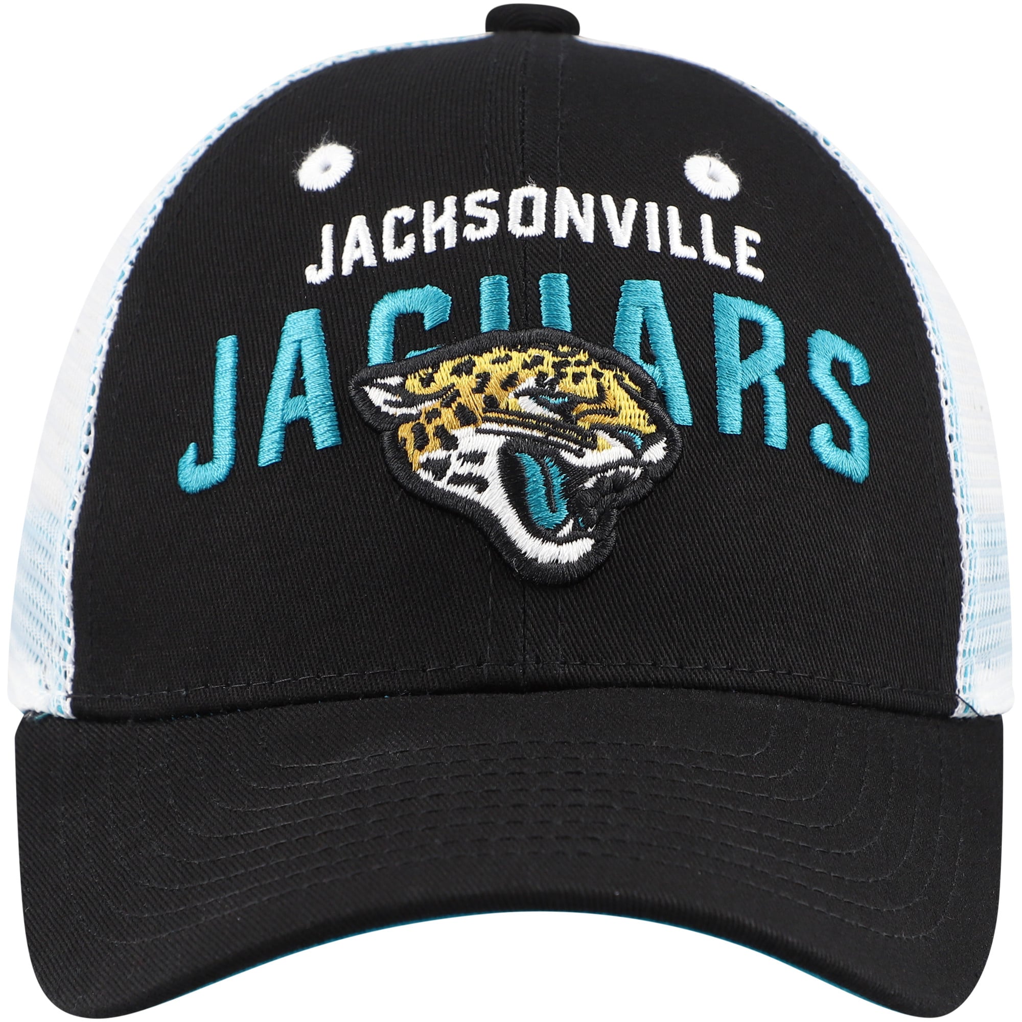 Casquette trucker ajustable Jacksonville Jaguars Core Lockup noire et blanche pour enfants d'âge préscolaire
