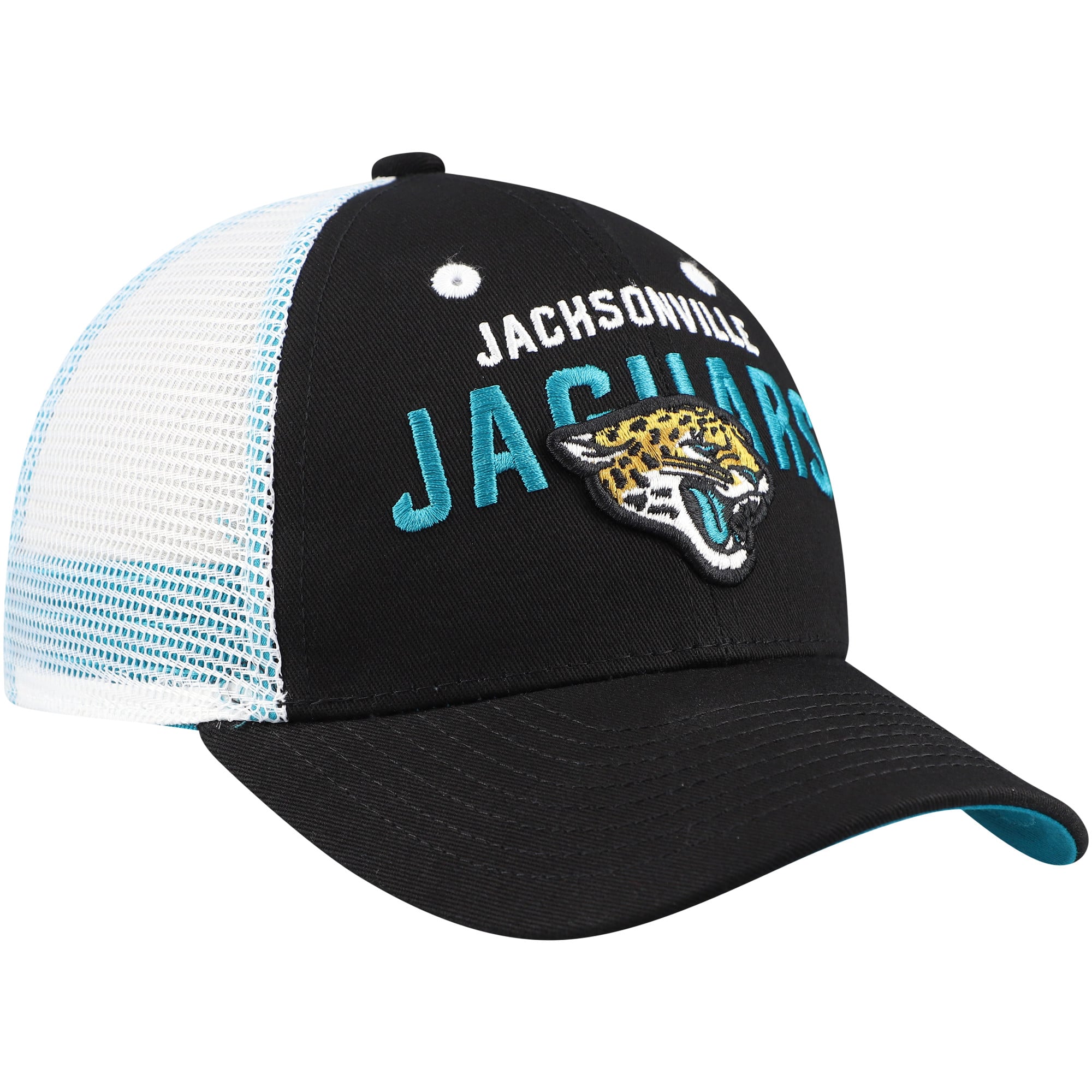 Casquette trucker ajustable Jacksonville Jaguars Core Lockup noire et blanche pour enfants d'âge préscolaire