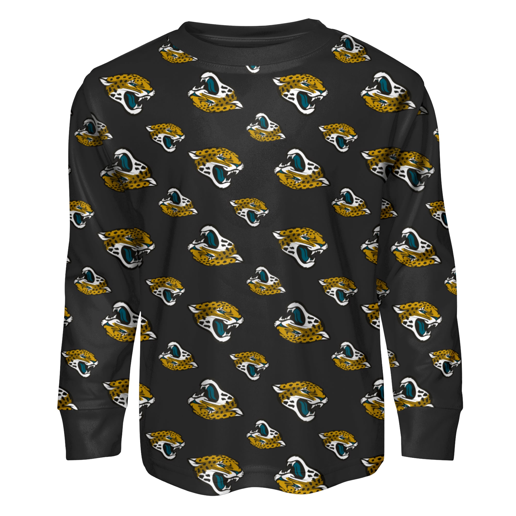 Ensemble pyjama Outerstuff pour enfants d'âge préscolaire : T-shirt à manches longues et pantalon imprimé intégral noir des Jaguars de Jacksonville
