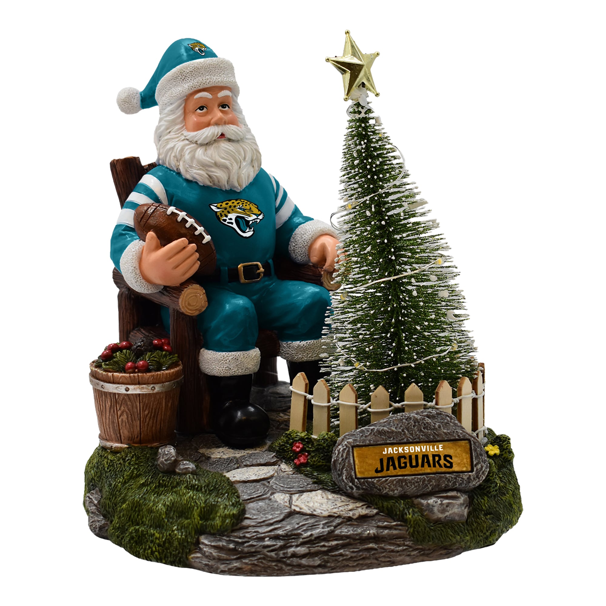 The Memory Company Jacksonville Jaguars Santa Figurine with LED Tree