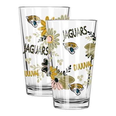 Jacksonville Jaguars The Memory Company Two-Piece 16oz. Flowers Pint Glass Set