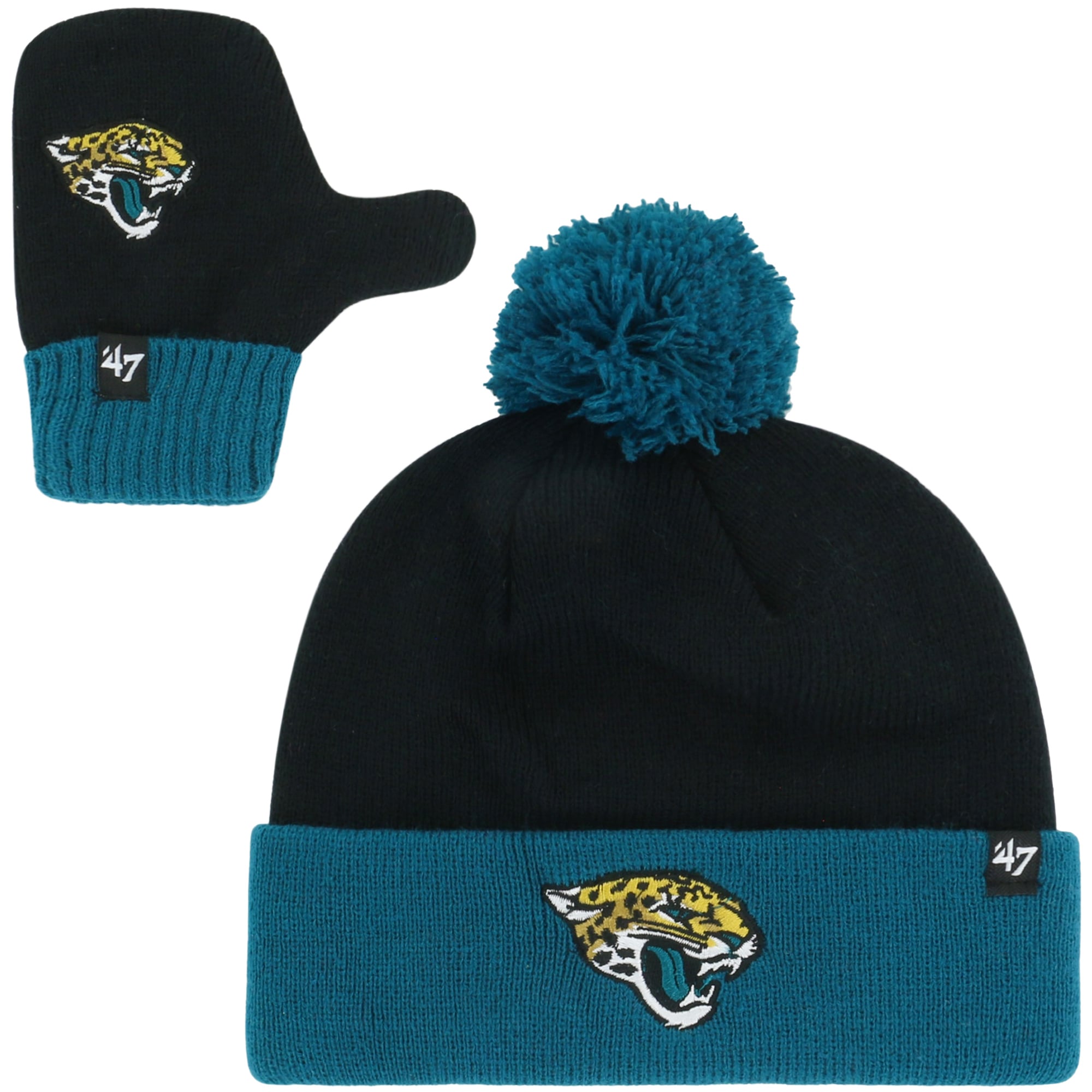 Ensemble bonnet à revers et moufles pour tout-petit « 47 Black Jacksonville Jaguars Bam Bam »