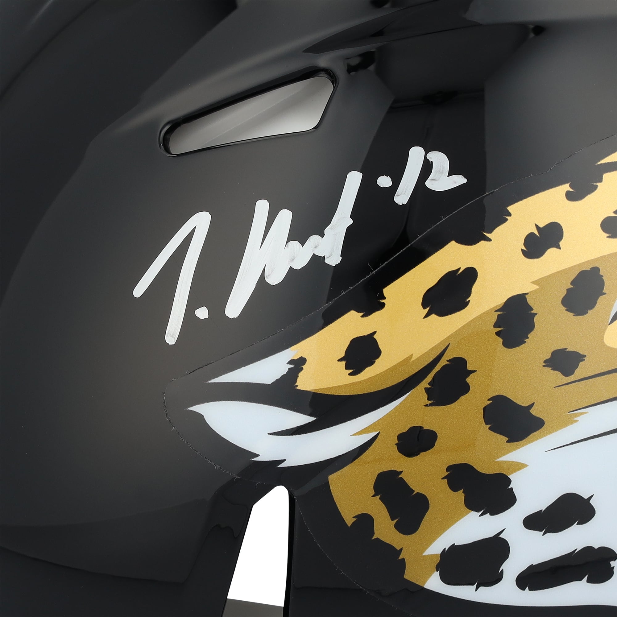 Casque Riddell Speed ​​authentique autographié par Travis Hunter des Jaguars de Jacksonville
