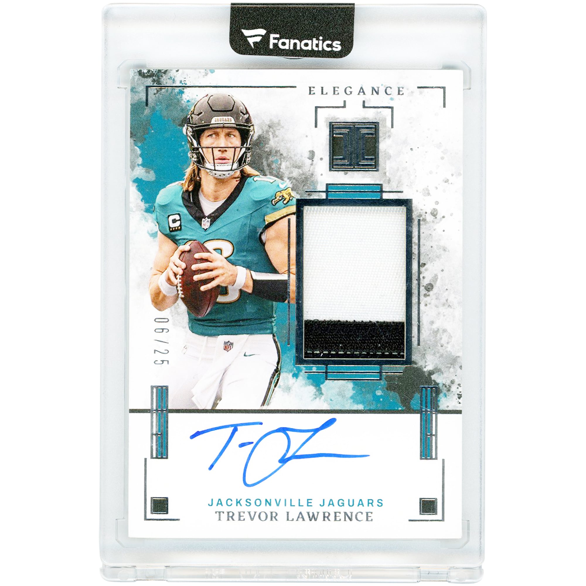 Trevor Lawrence Jacksonville Jaguars Autographed 2025 Panini Impeccable Dual-Color Relic #EVPA-TLE #6/25 Card