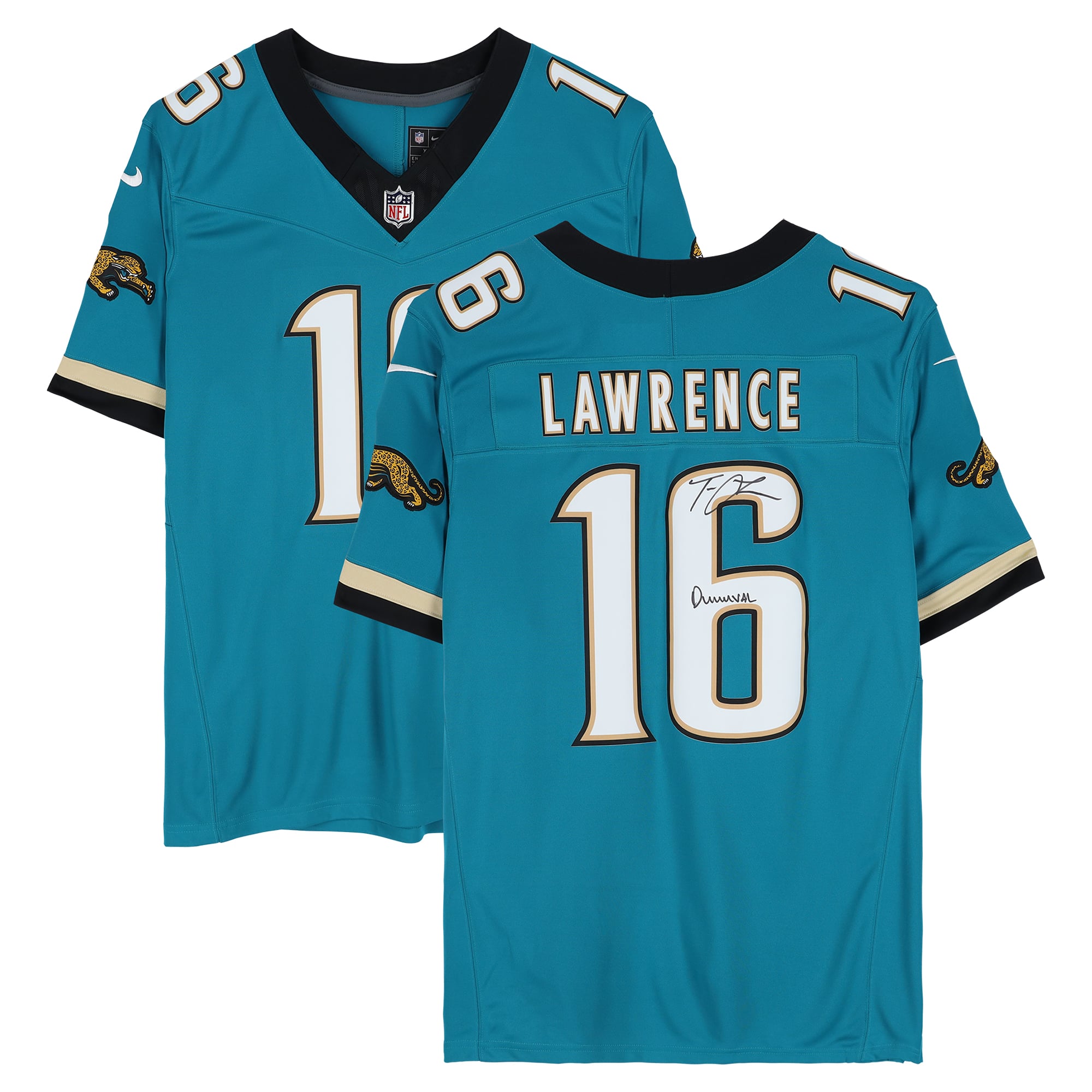 Maillot Nike Throwback Limited bleu sarcelle autographié par Trevor Lawrence des Jaguars de Jacksonville avec inscription « DUUUVAL »