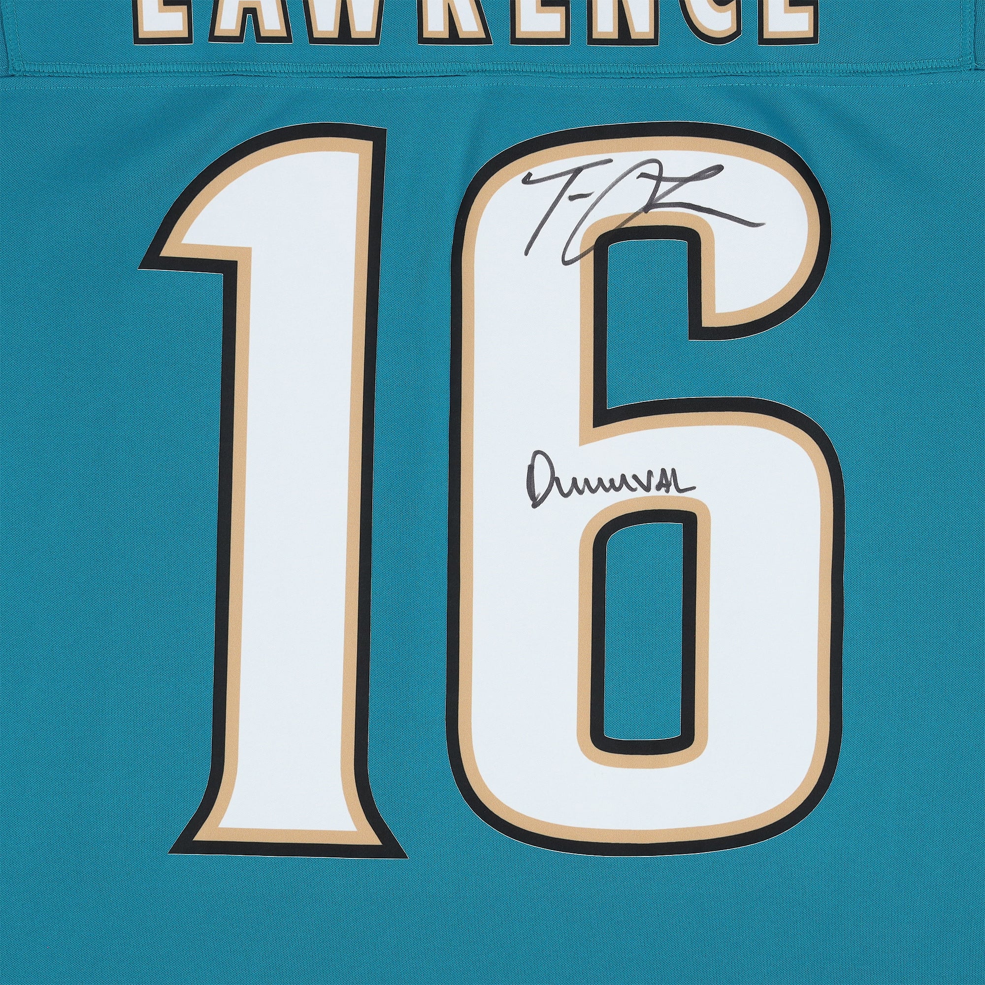 Maillot Nike Throwback Limited bleu sarcelle autographié par Trevor Lawrence des Jaguars de Jacksonville avec inscription « DUUUVAL »