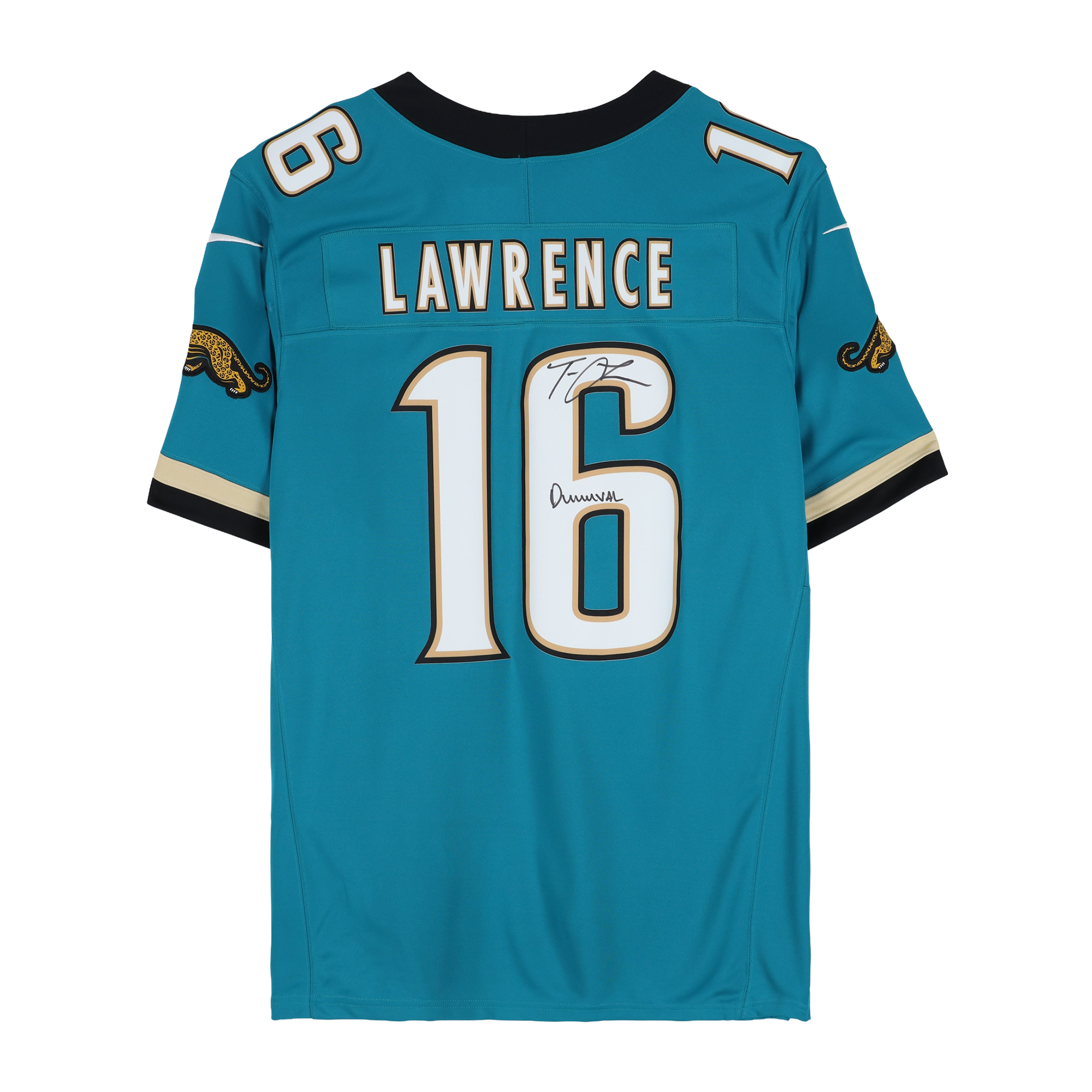 Maillot Nike Throwback Limited bleu sarcelle autographié par Trevor Lawrence des Jaguars de Jacksonville avec inscription « DUUUVAL »